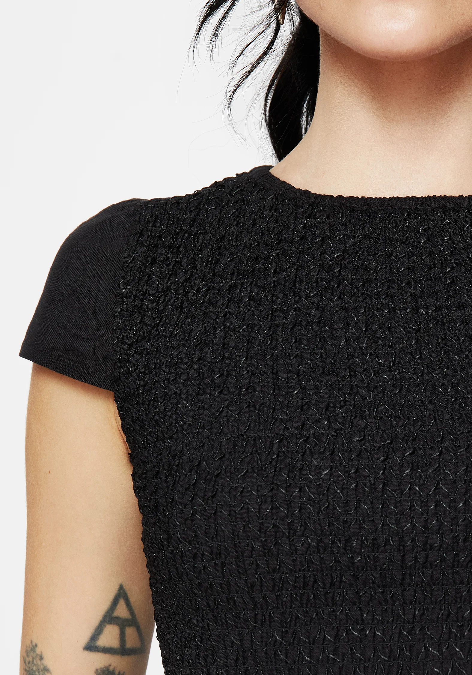 Litha Cotton Shirred Boat Neck Tee - Image 2