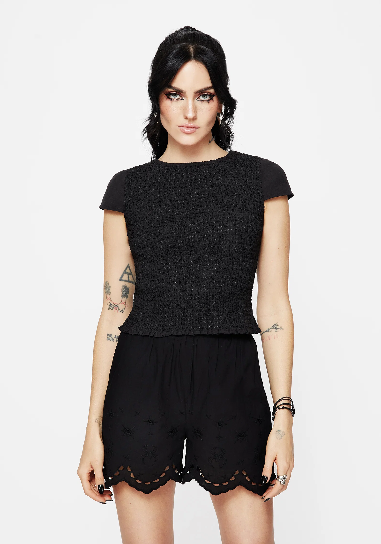 Litha Cotton Shirred Boat Neck Tee - Image 4