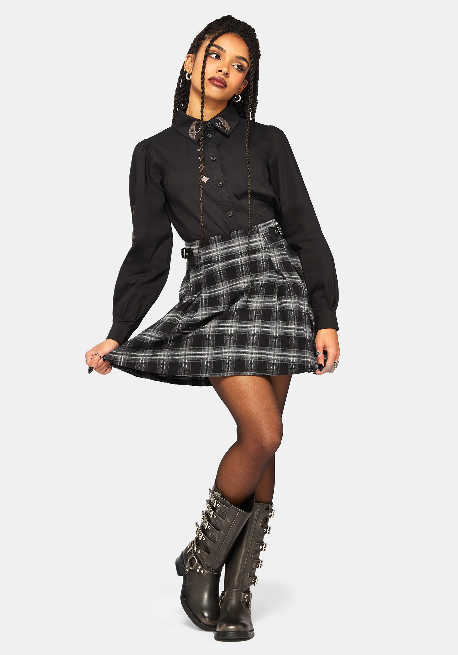 Lochan Check Buckled Mini Skirt - Image 3