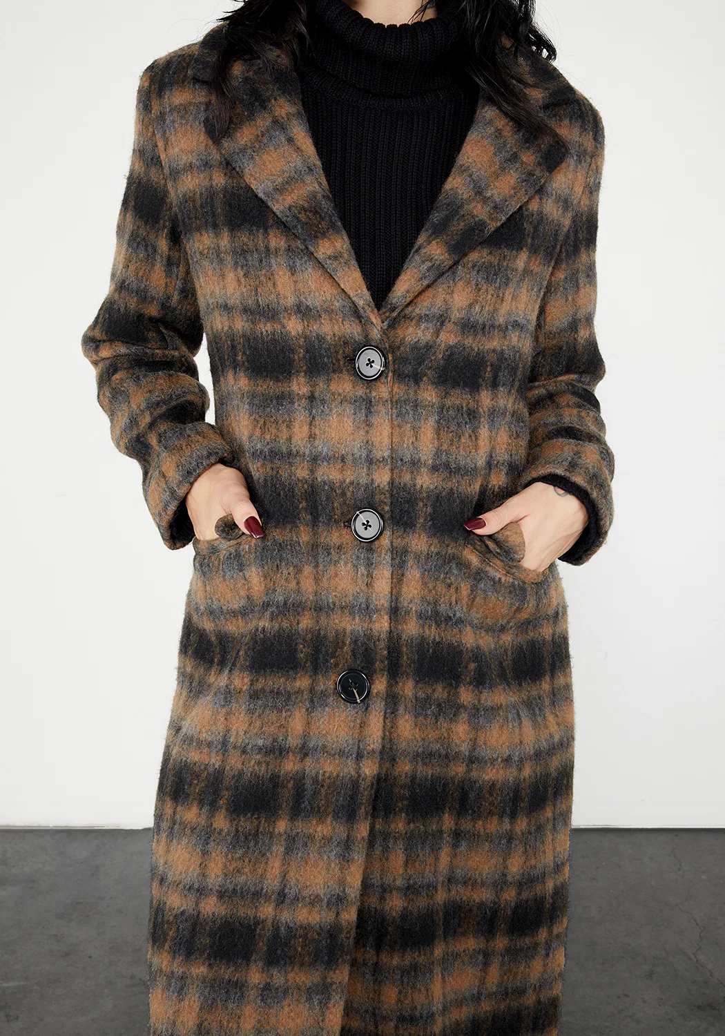 Lore Plaid Longline Coat - Image 3