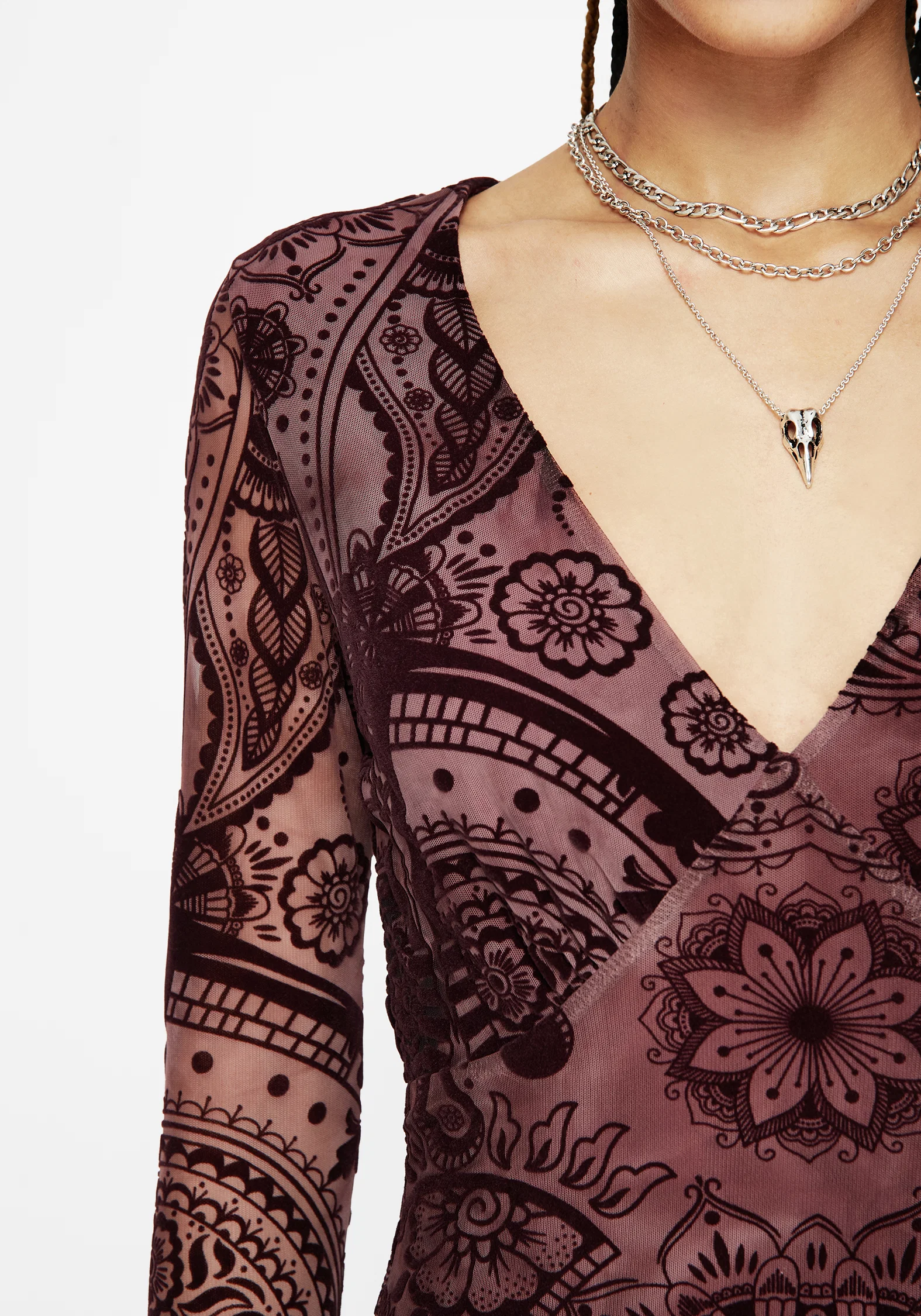 Loveday Paisley Printed Long Sleeve Midi Dress - Image 2