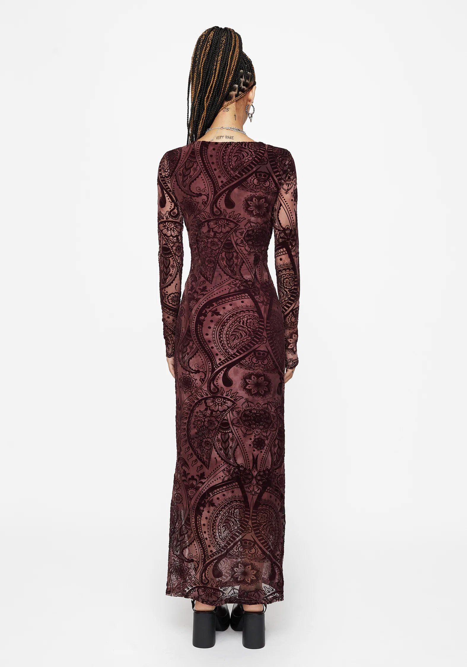 Loveday Paisley Printed Long Sleeve Midi Dress - Image 3