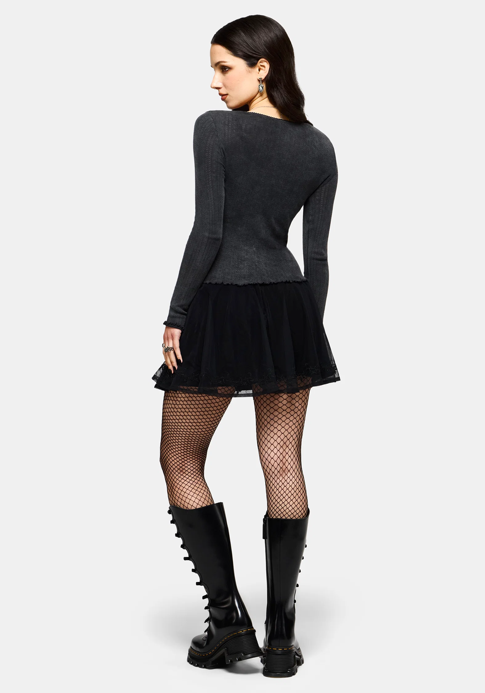 Lucera Long Sleeve Pointelle Scoop Neck Top - Image 3