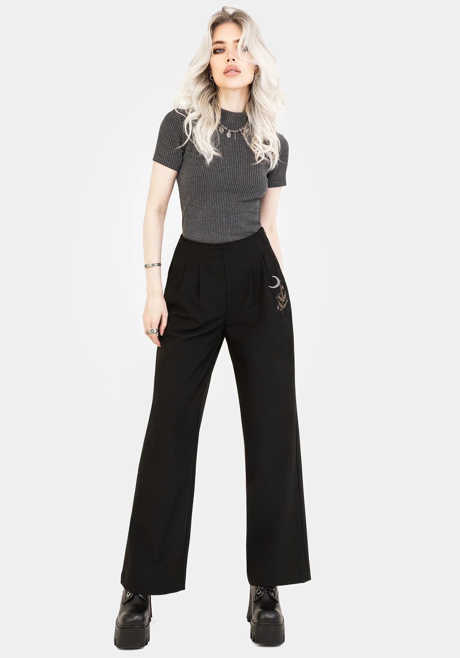 Lucia Firefly Embroidered Pleated Trousers - Image 4