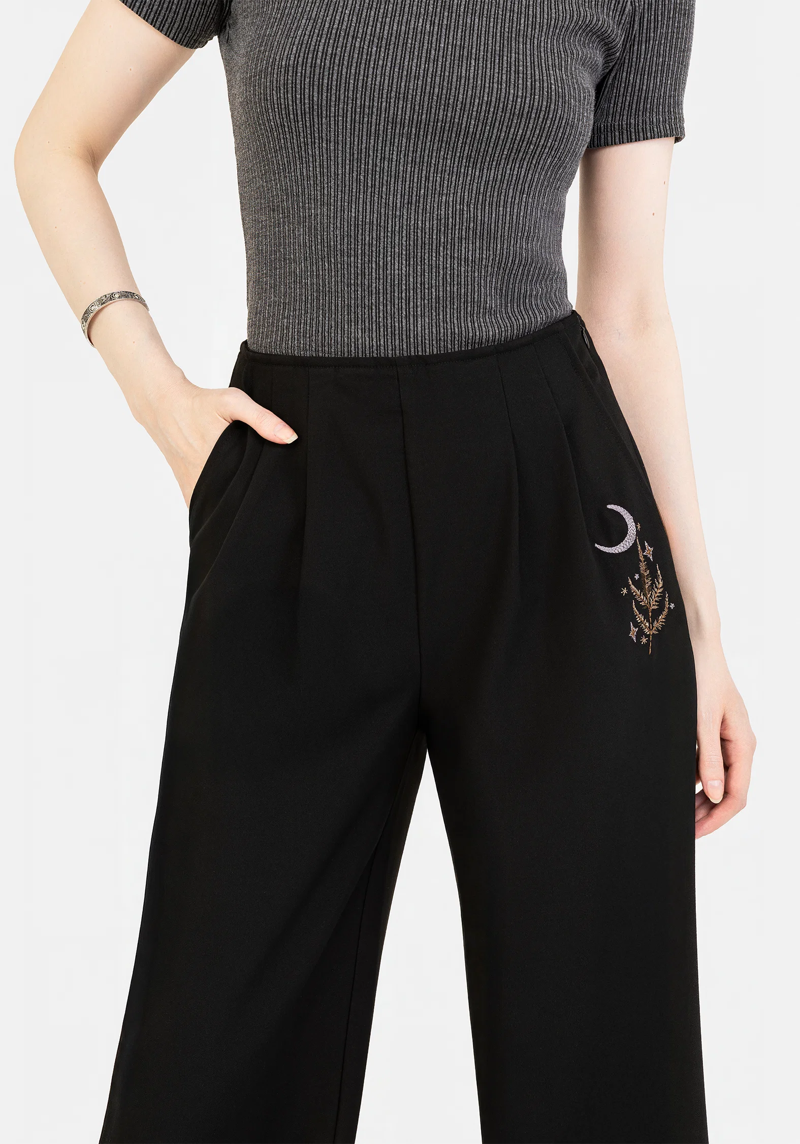Lucia Firefly Embroidered Pleated Trousers - Image 6