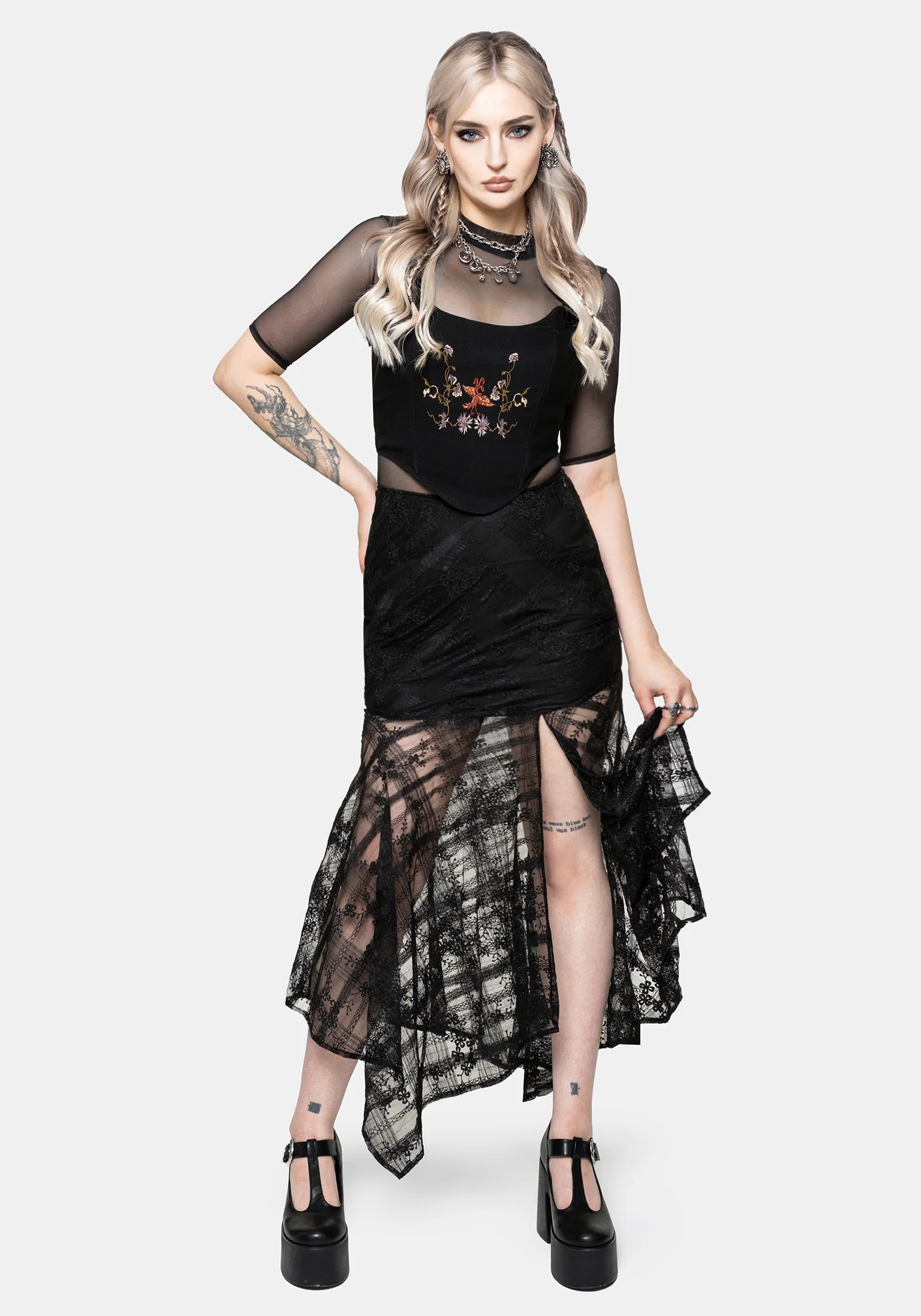 Lucie Lace Asymmetric Hanky Maxi Skirt - Image 6