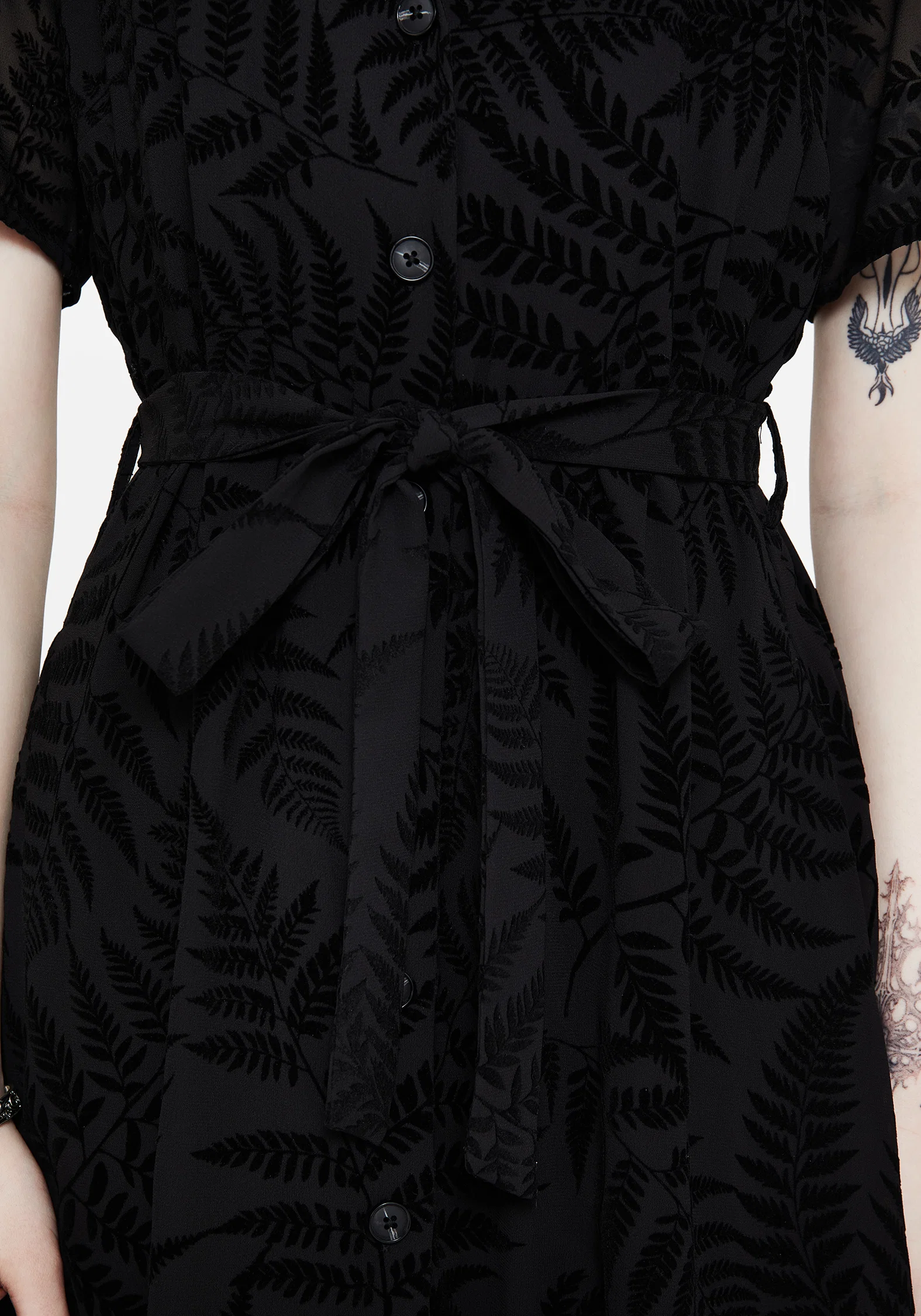 Lunafern Fern Printed Belted Midi Shirt Dress - Image 2