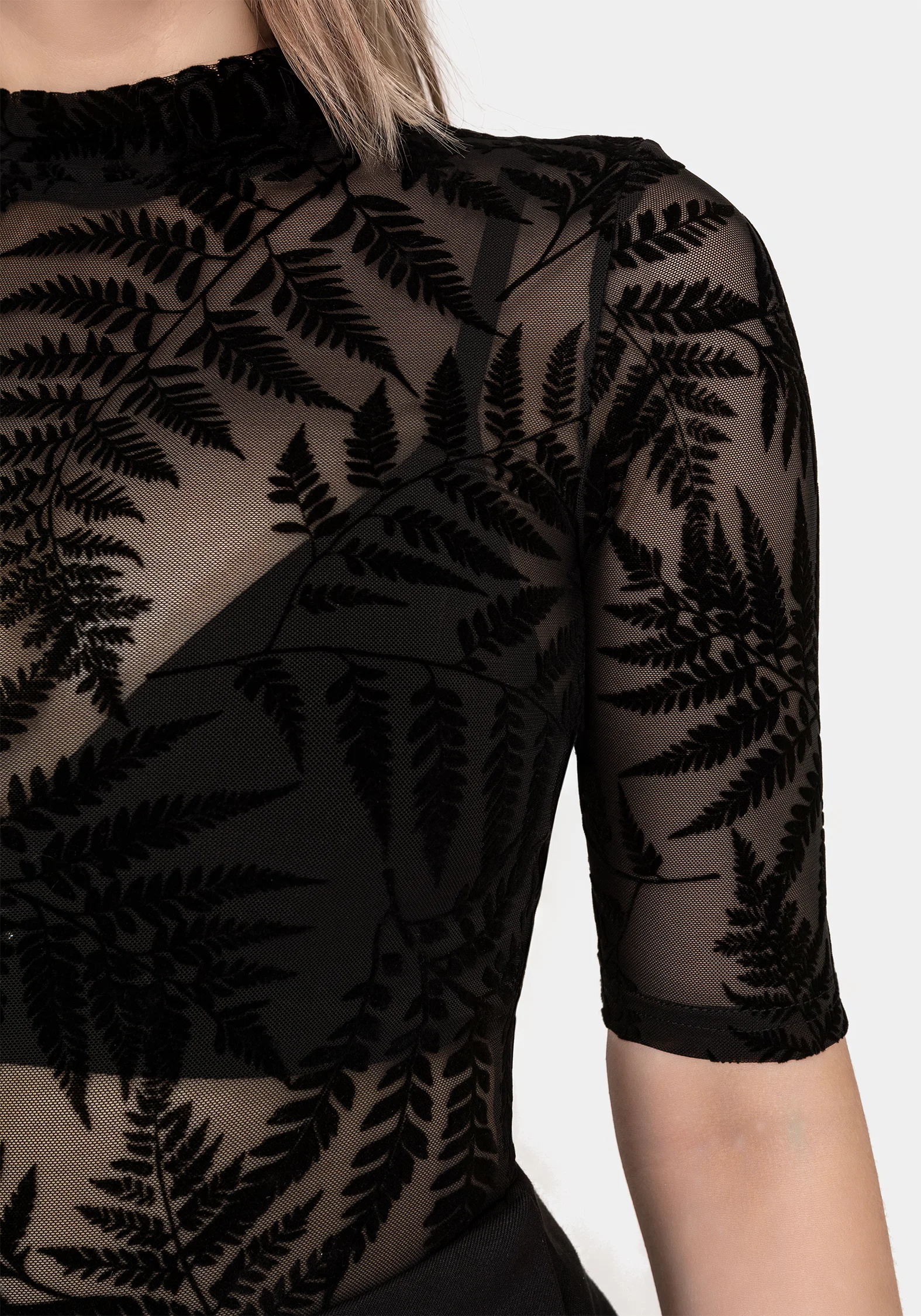 Lunafern Flocked Fern Short Sleeve Mesh Top - Image 2