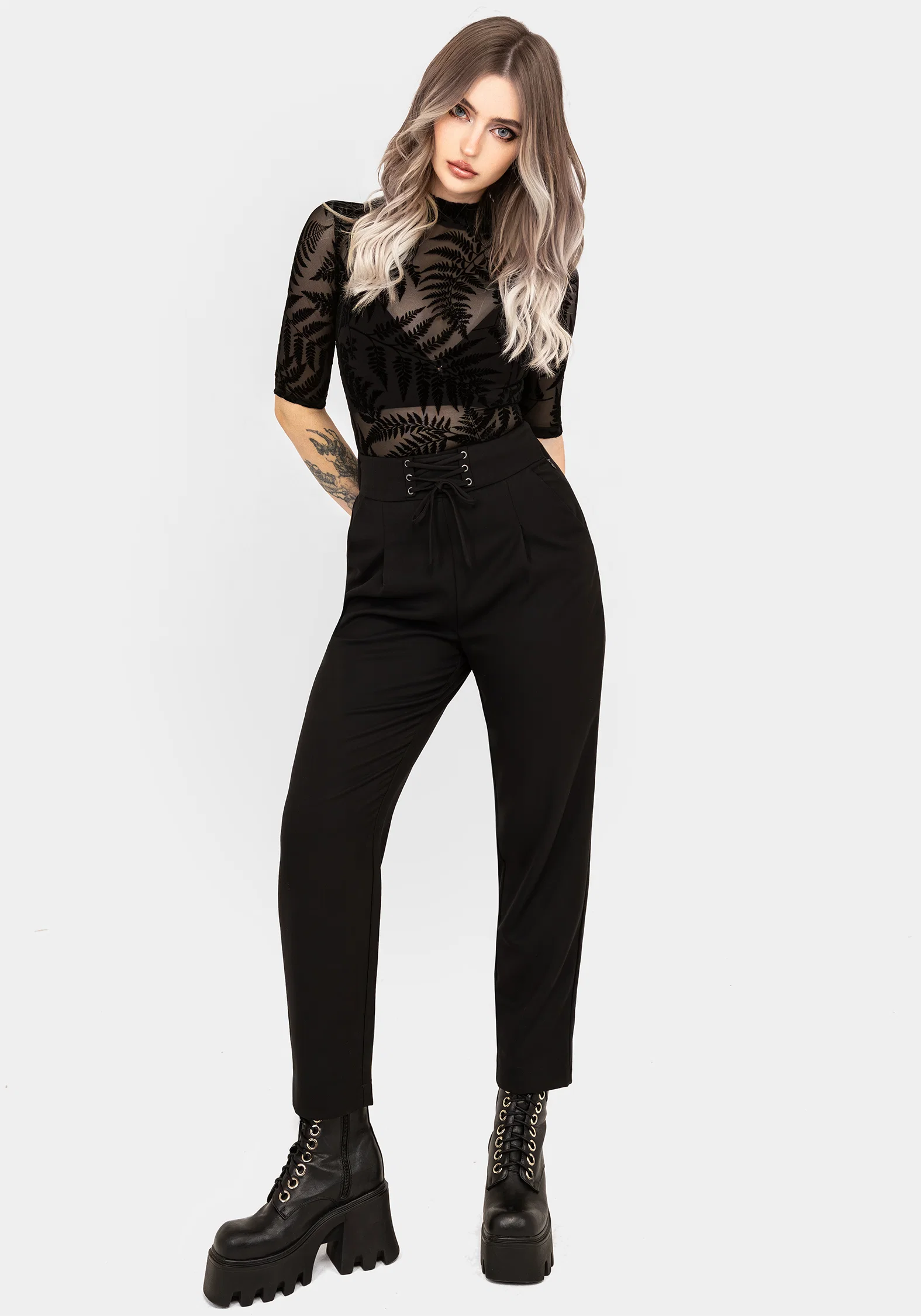 Lunafern Flocked Fern Short Sleeve Mesh Top - Image 5