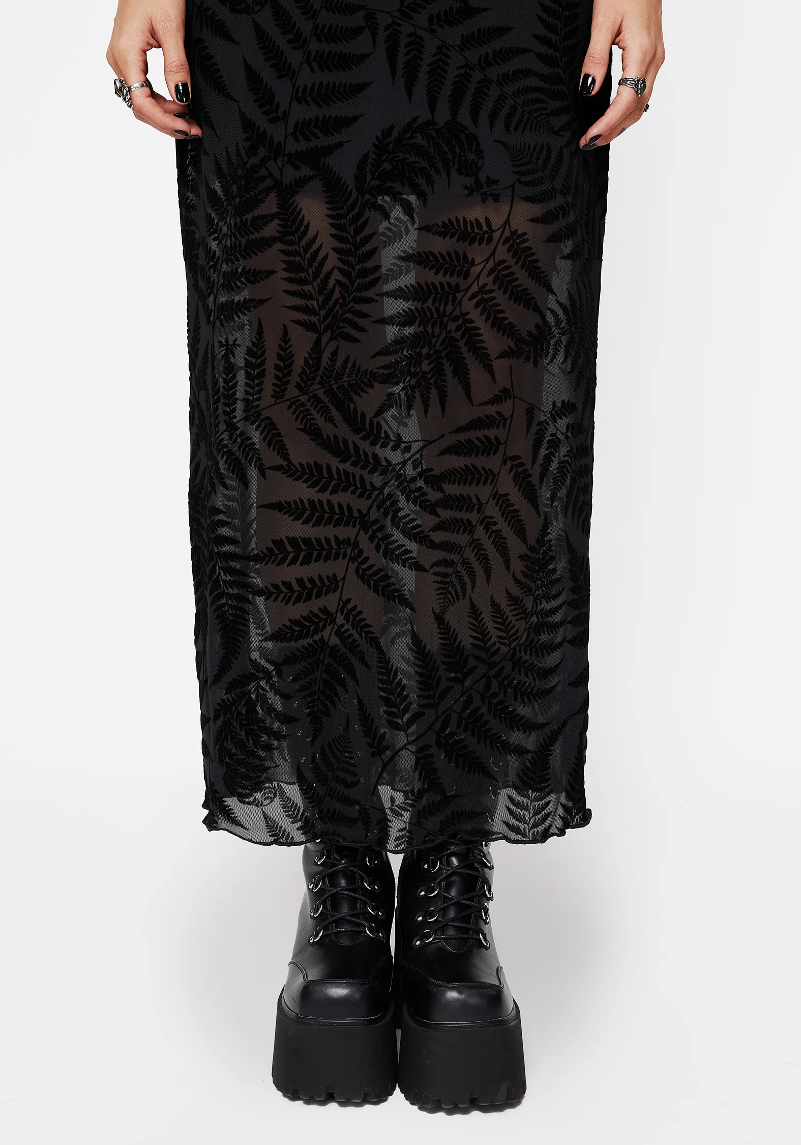Lunafern Mesh Fern Leaf Midaxi Skirt - Image 2
