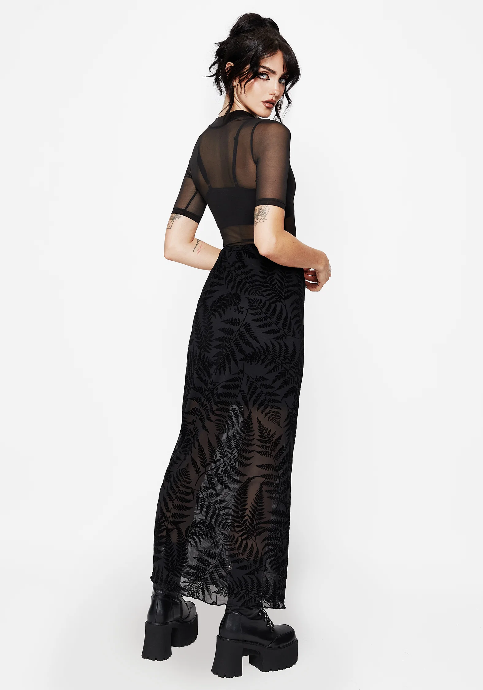 Lunafern Mesh Fern Leaf Midaxi Skirt - Image 3