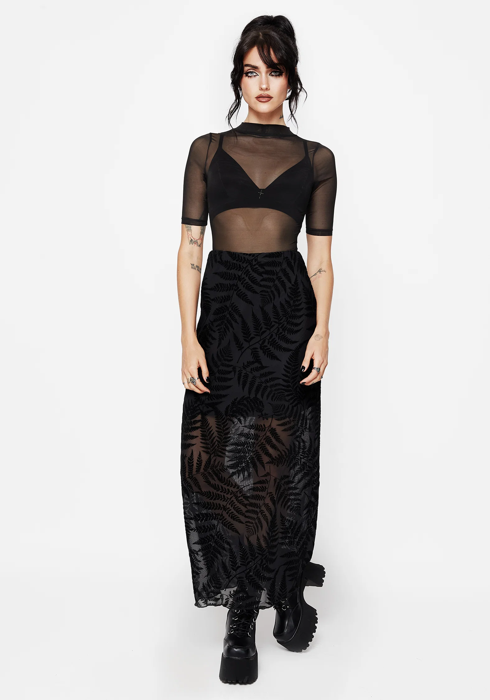 Lunafern Mesh Fern Leaf Midaxi Skirt - Image 6