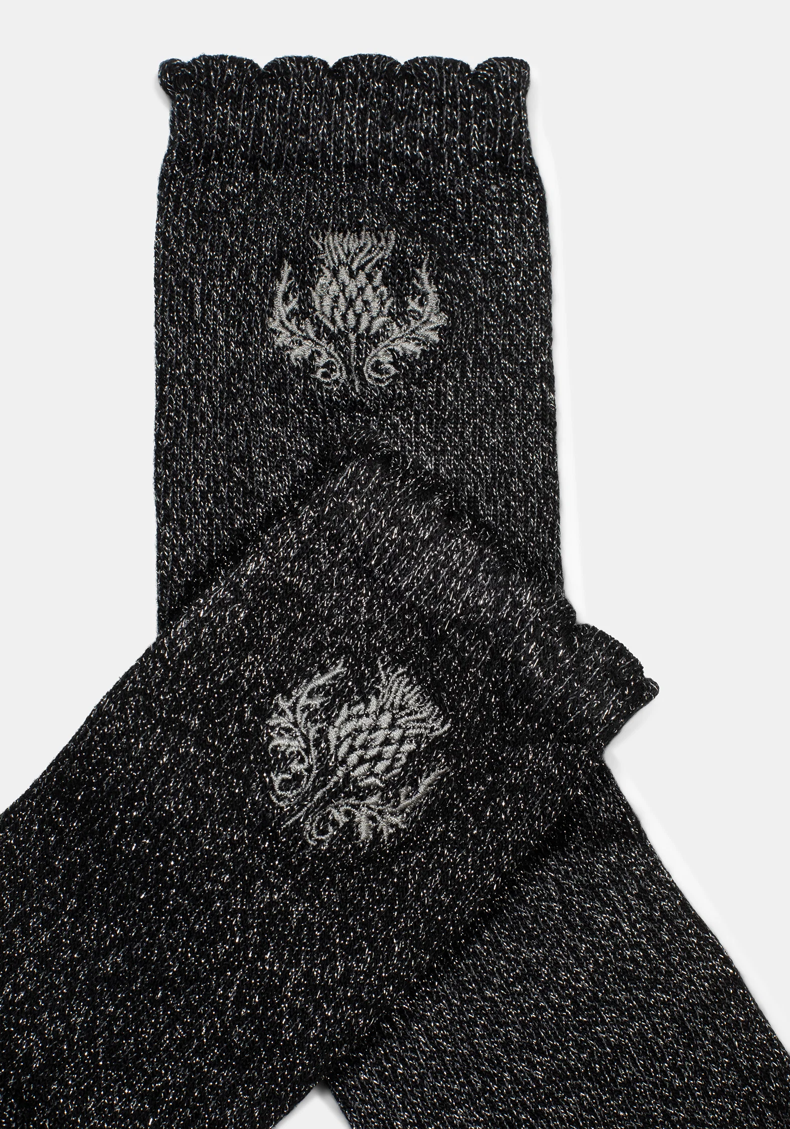 Lurex Thistle Embroidered Socks - Image 2