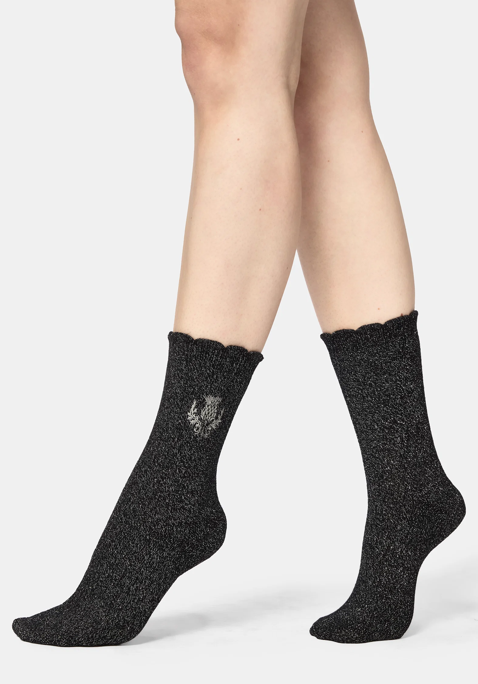 Lurex Thistle Embroidered Socks - Image 5