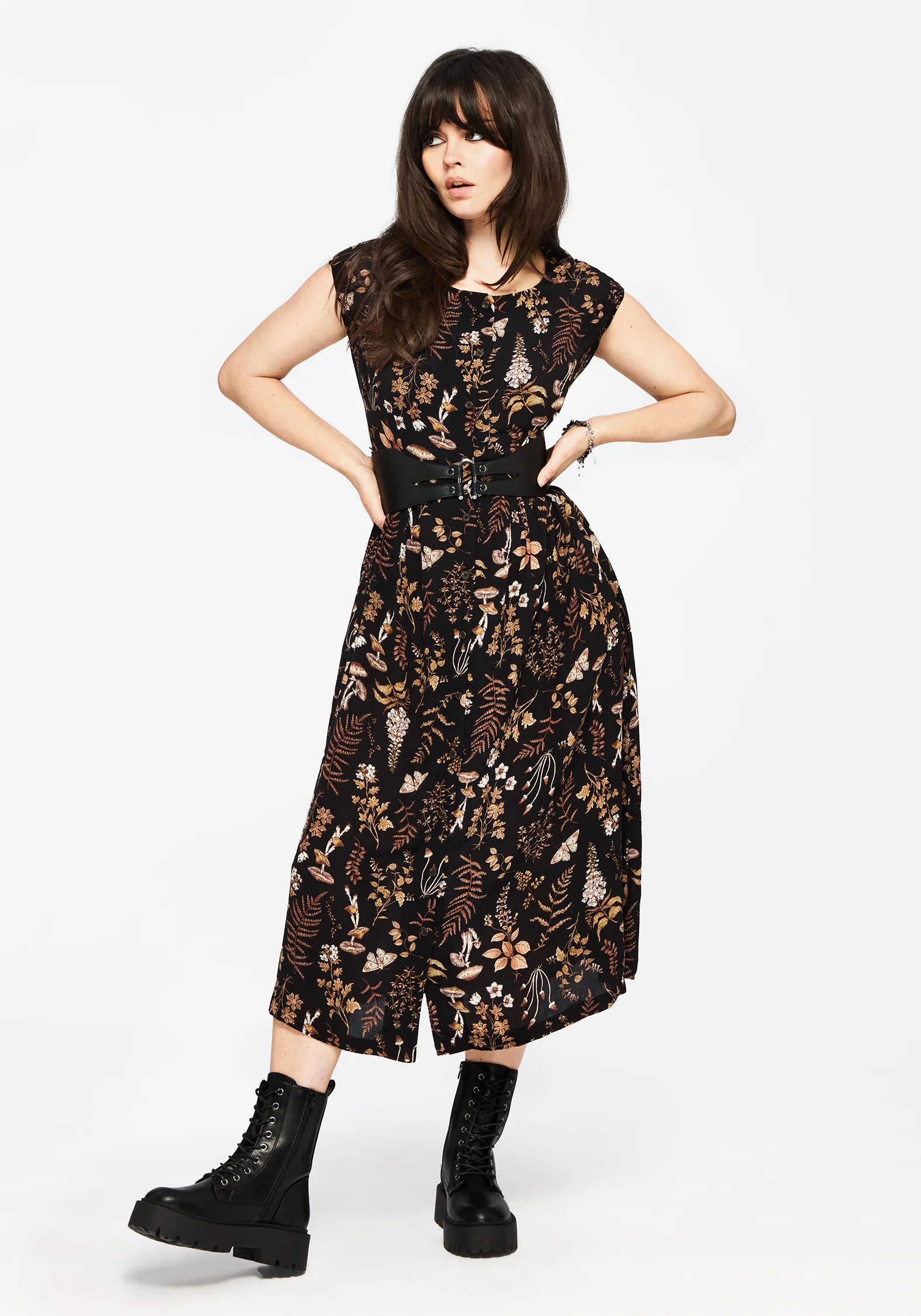 Luthien Crinkle Printed Button Up Midi Dress - Image 4