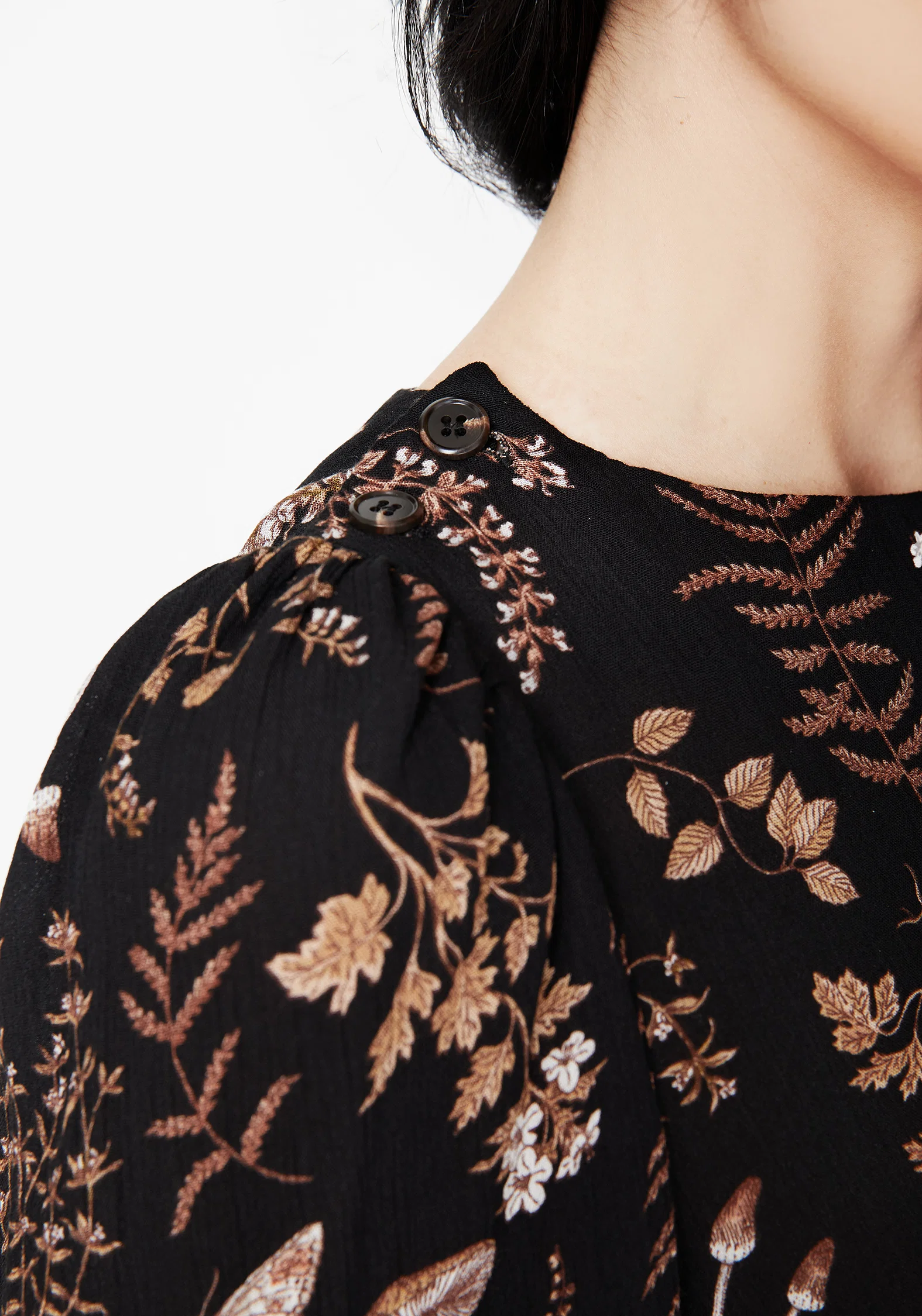 Luthien Shoulder Button Detail Mini Smock Dress - Image 2