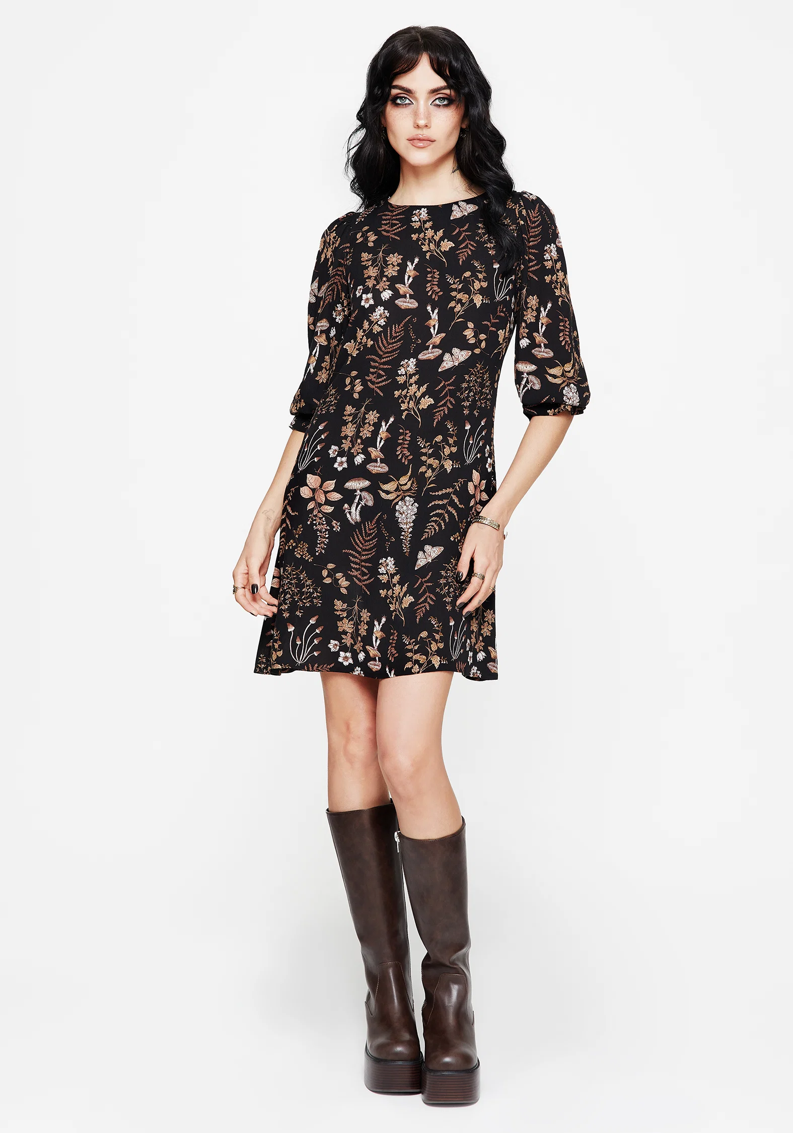 Luthien Shoulder Button Detail Mini Smock Dress - Image 4