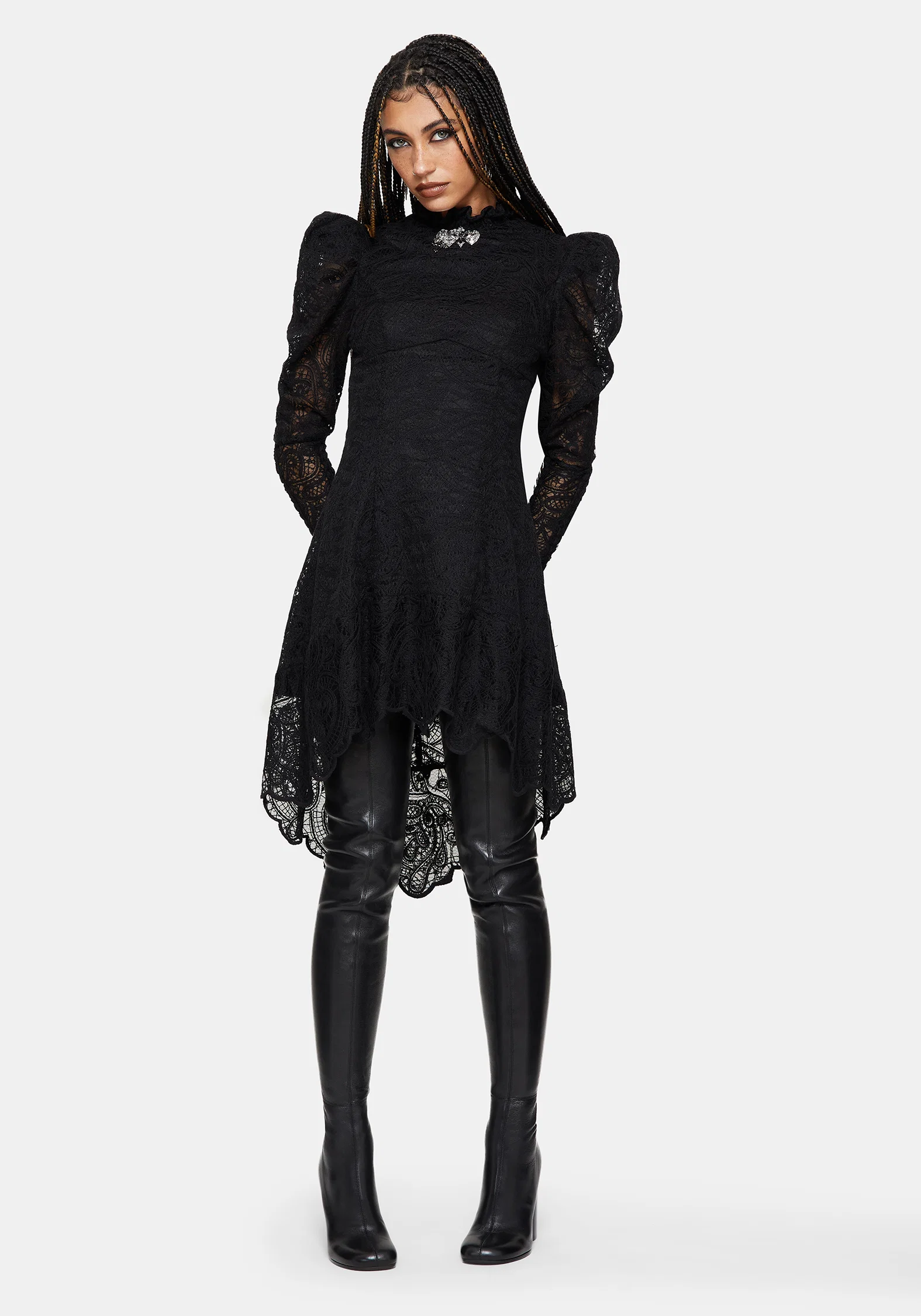 Lyra High Neck Lace Mini Dress - Image 6
