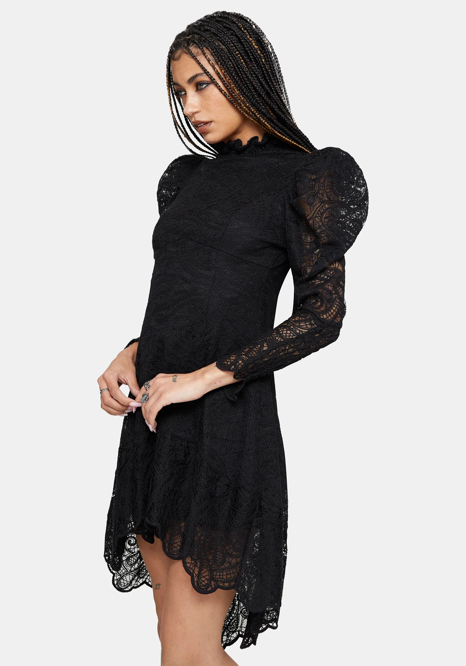 Lyra High Neck Lace Mini Dress - Image 8