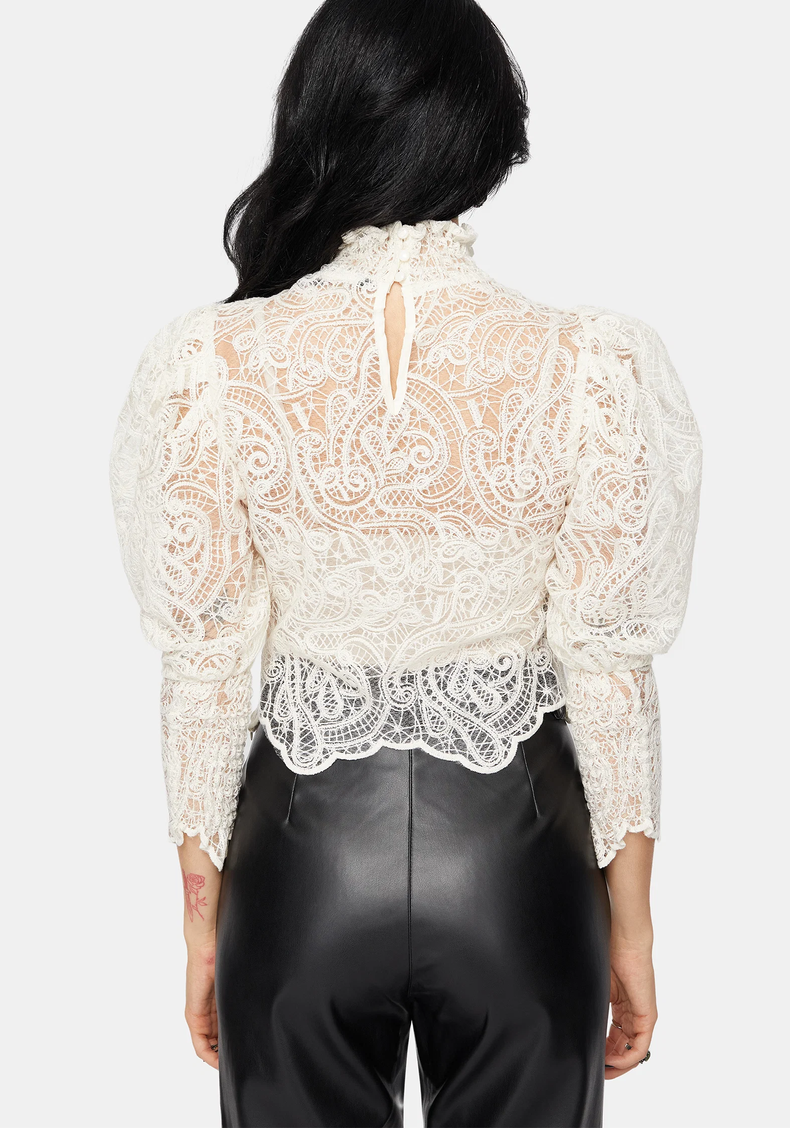Lyra Lace Ruched High Neck Blouse - Image 3