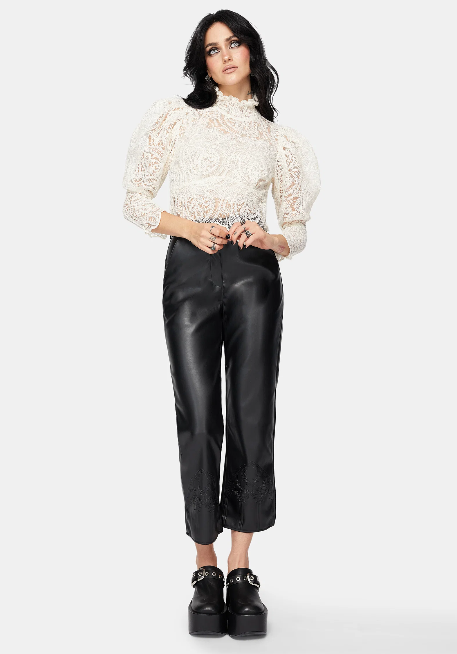 Lyra Lace Ruched High Neck Blouse - Image 6