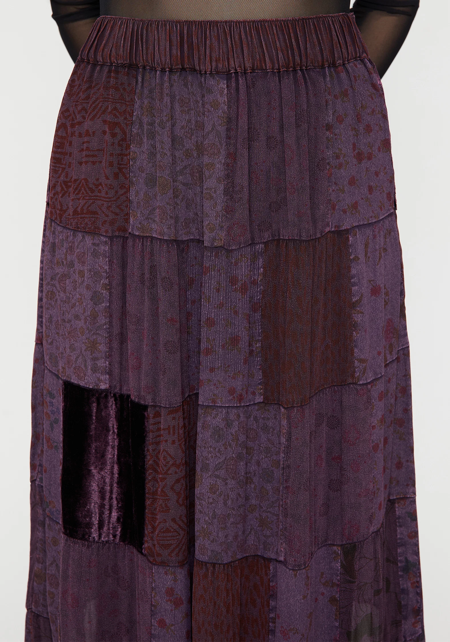 Mabel Floral Printed Patchwork Skirt - Image 2