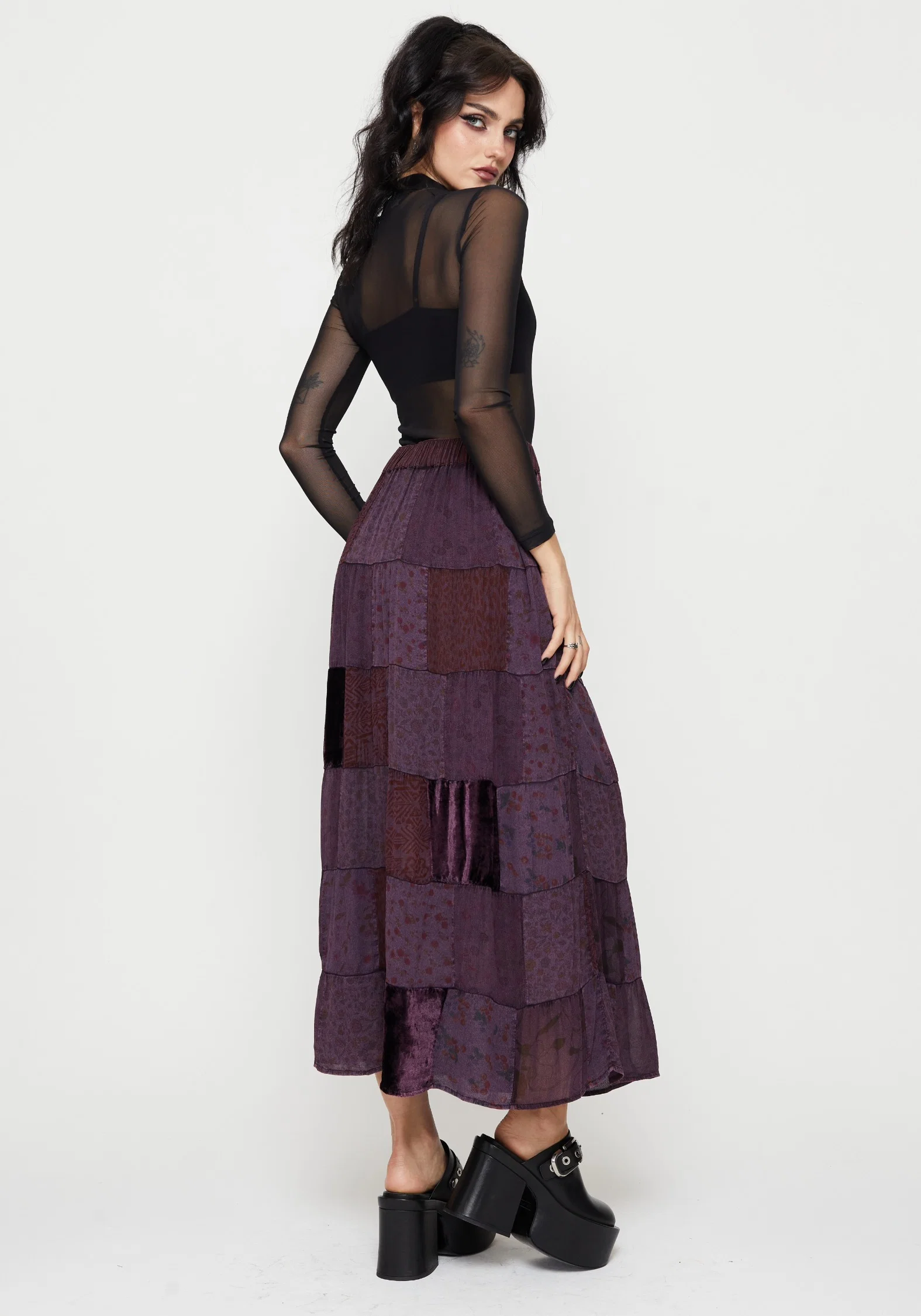 Mabel Floral Printed Patchwork Skirt - Image 3