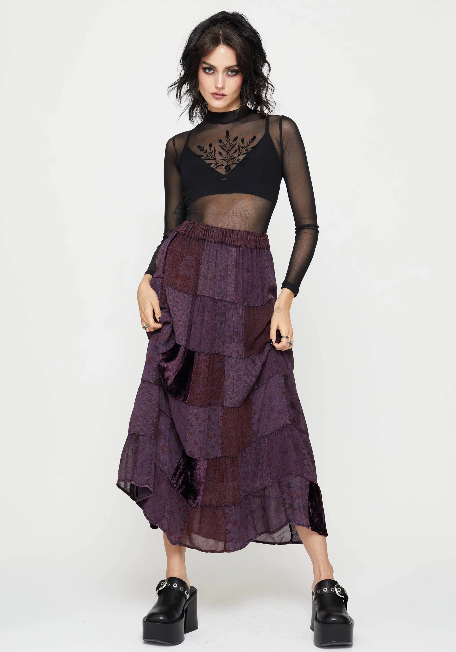 Mabel Floral Printed Patchwork Skirt - Image 5