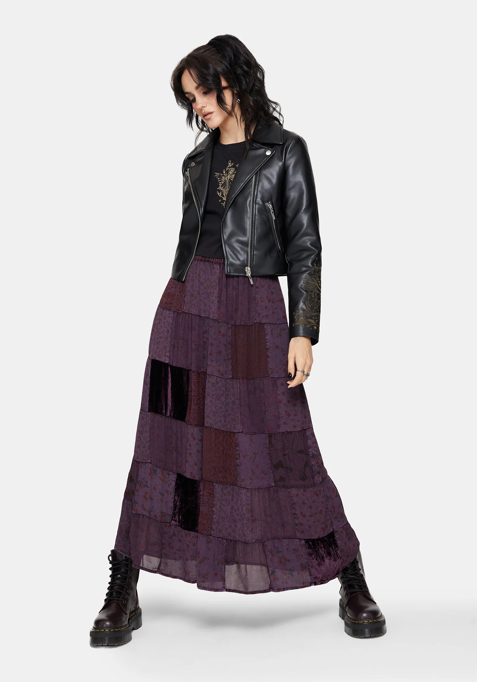 Mabel Floral Printed Patchwork Skirt - Image 8