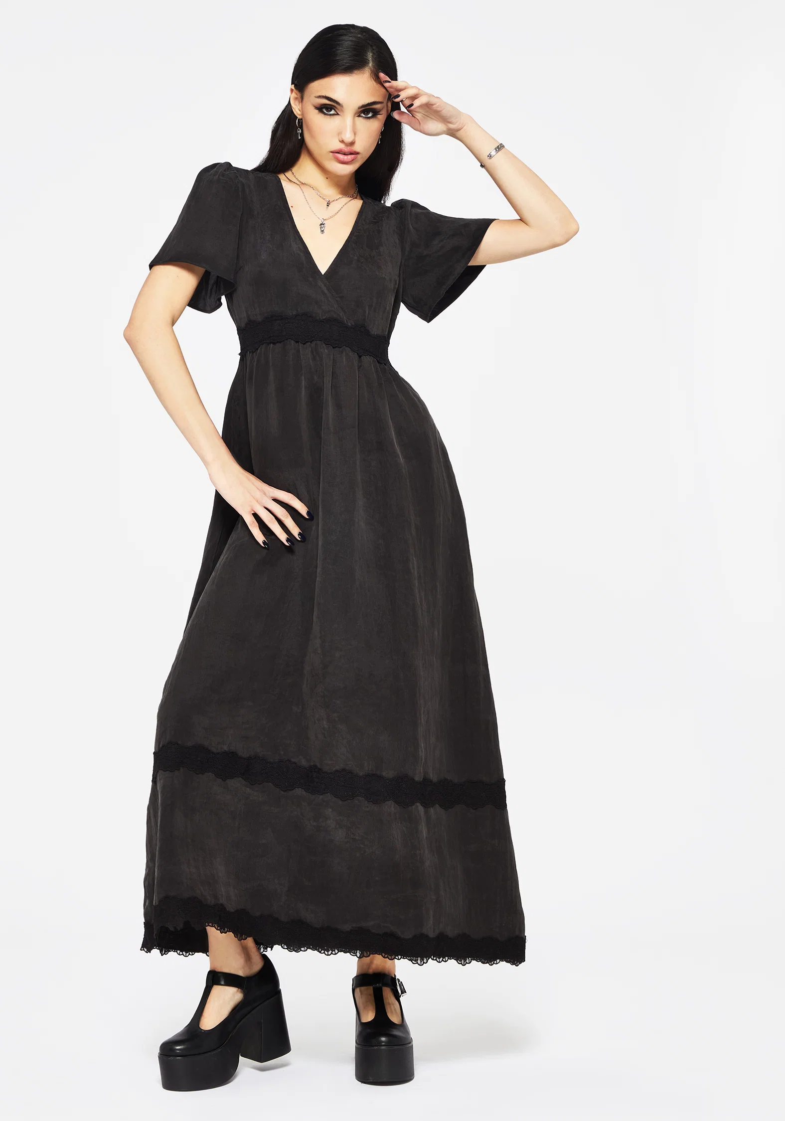 Maeve Lyocell Blend Lace Detail Maxi Dress - Image 5