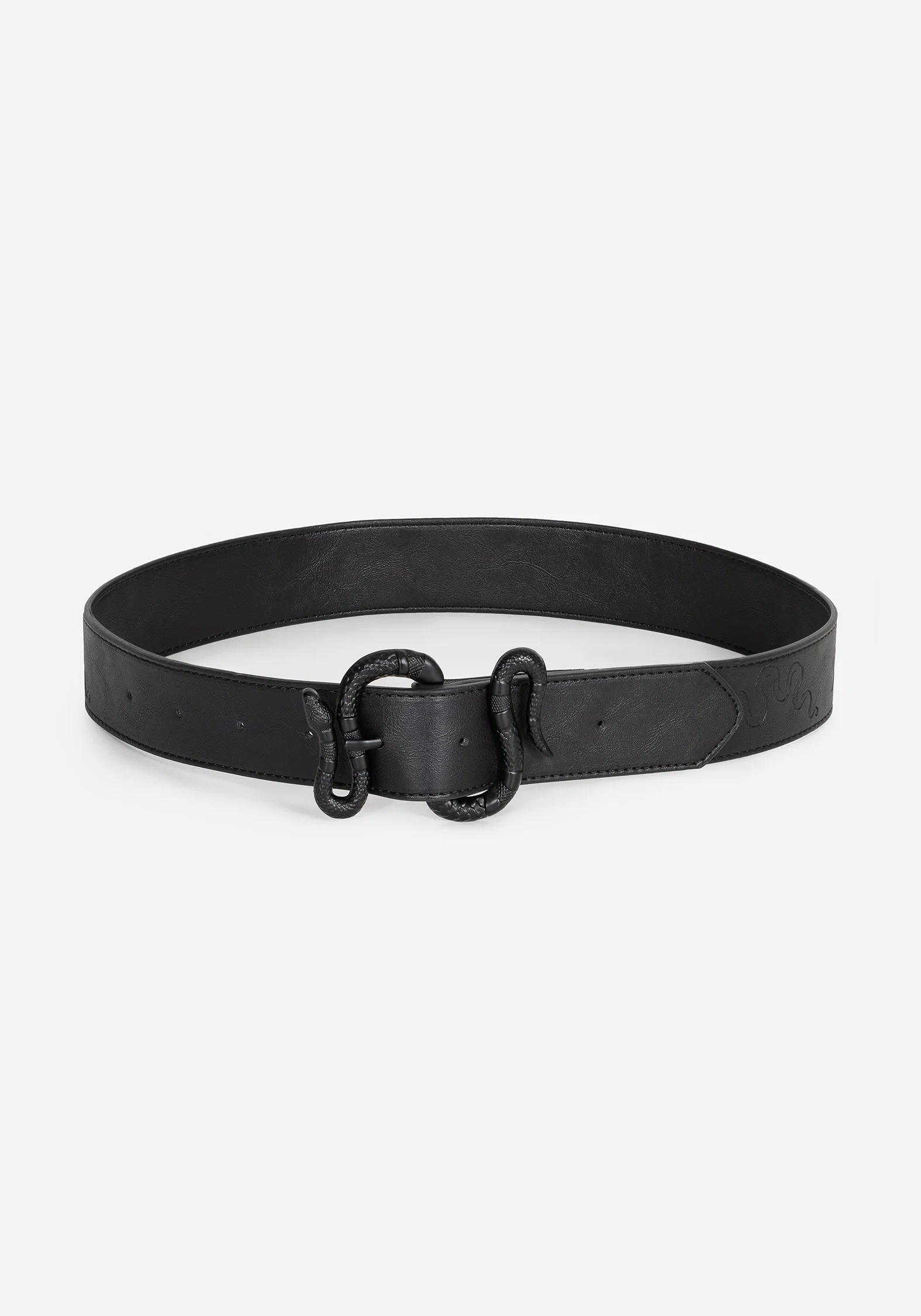 Mamba Debossed Belt With Snake Buckle - Black - Image 10