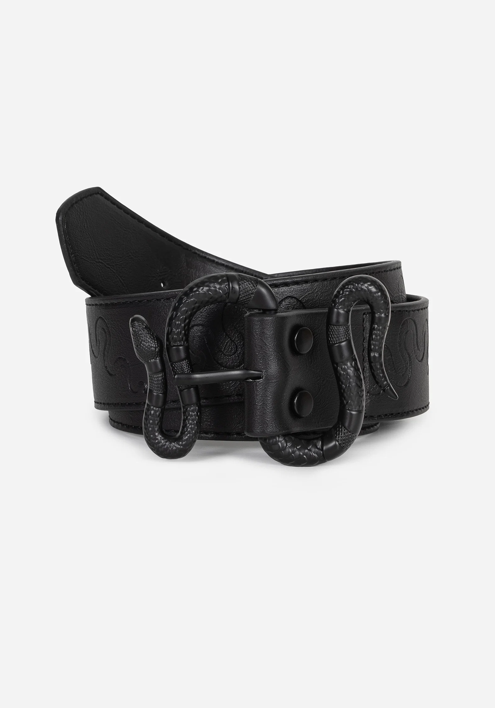 Mamba Debossed Belt With Snake Buckle - Black - Image 4