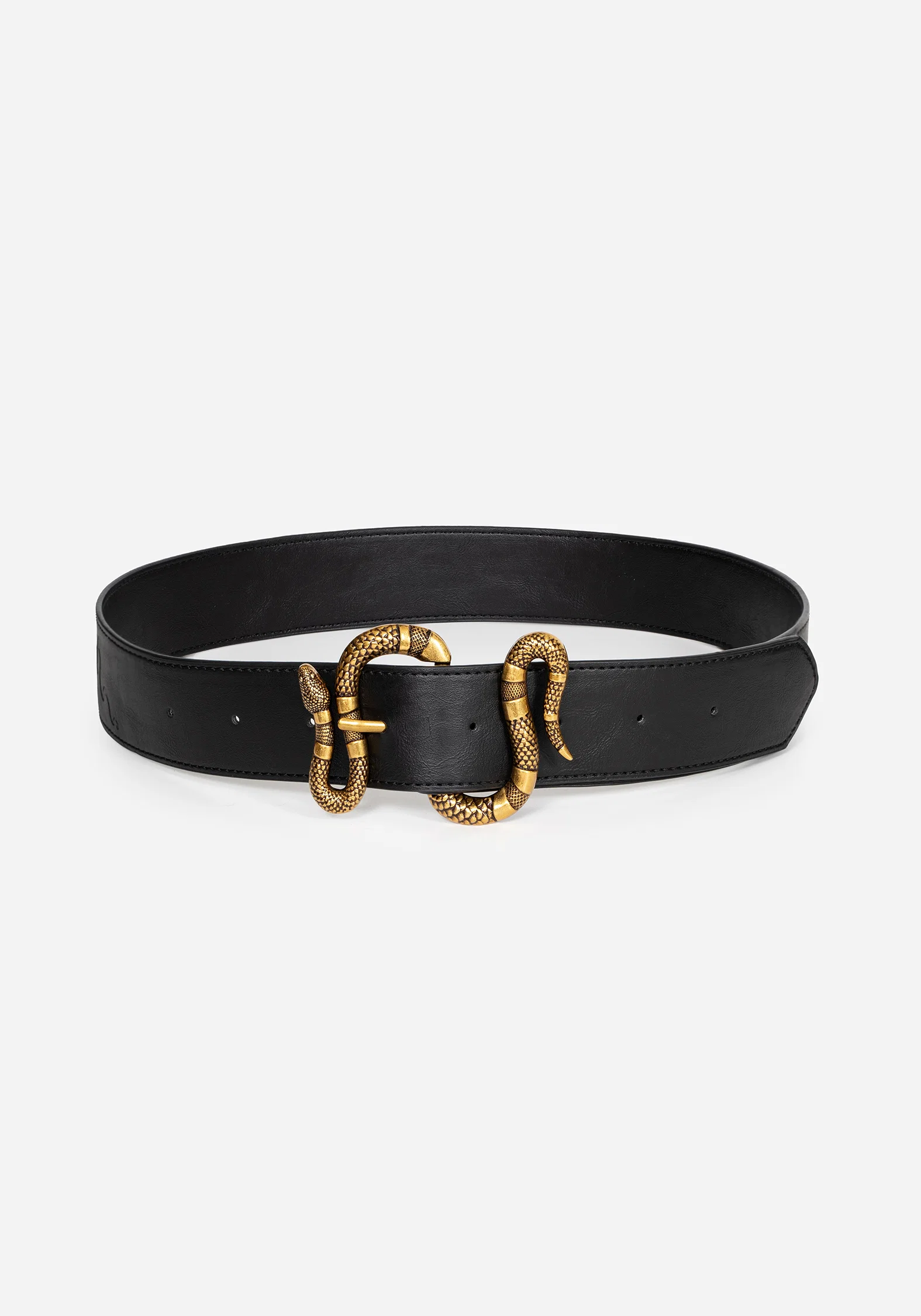 Mamba Debossed Belt With Snake Buckle - Brass - Image 8