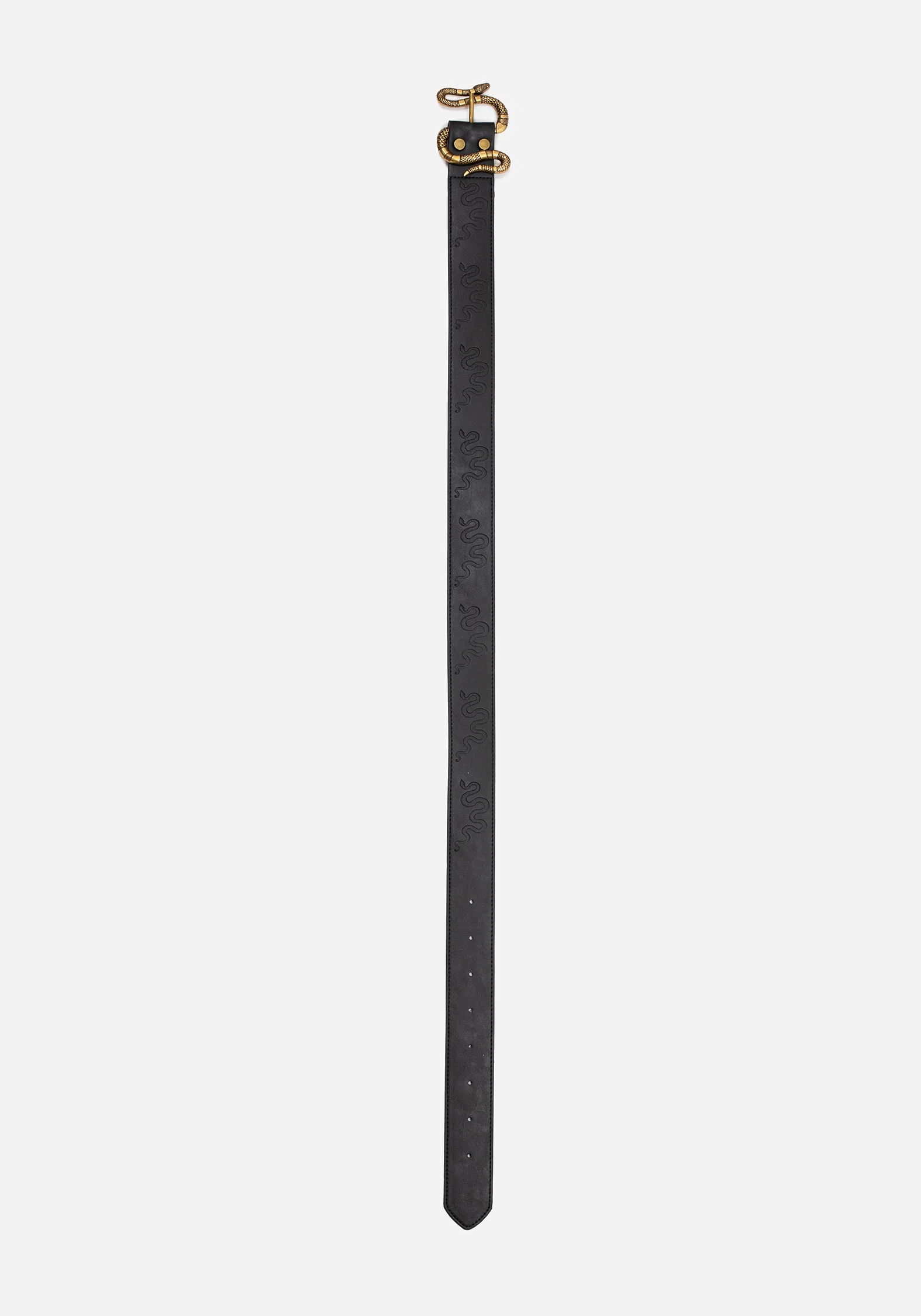 Mamba Debossed Belt With Snake Buckle - Brass - Image 9