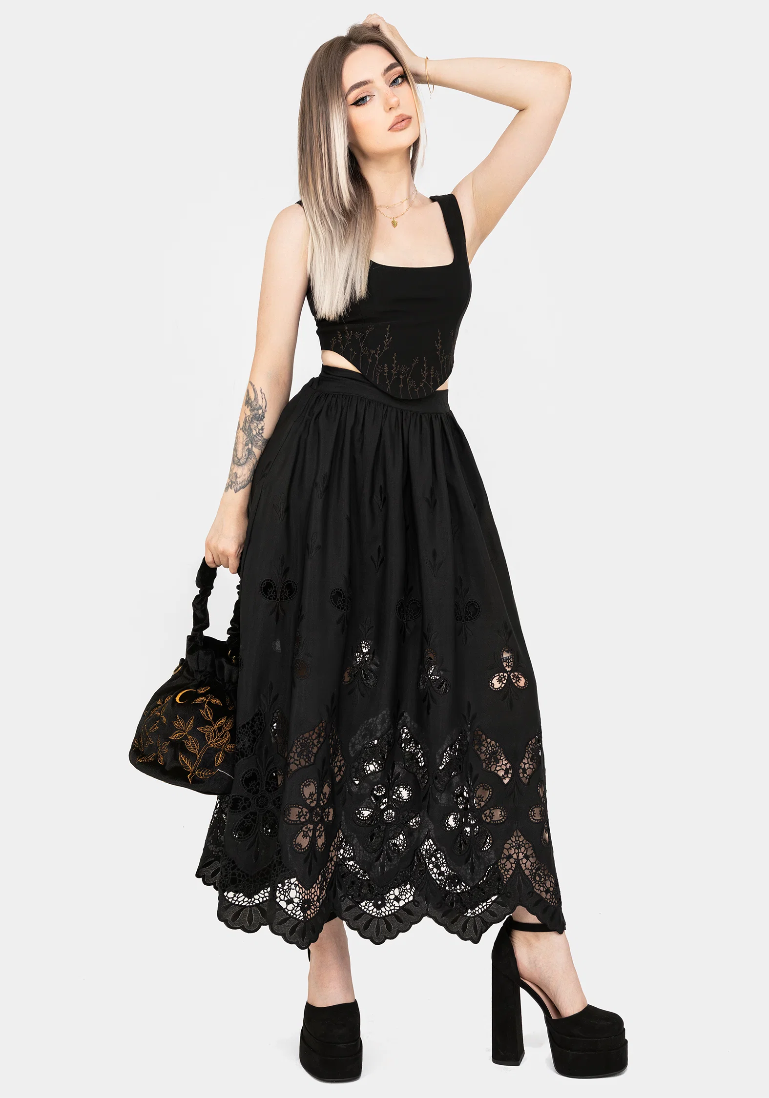 Maple Broderie Hem Maxi Skirt - Image 7