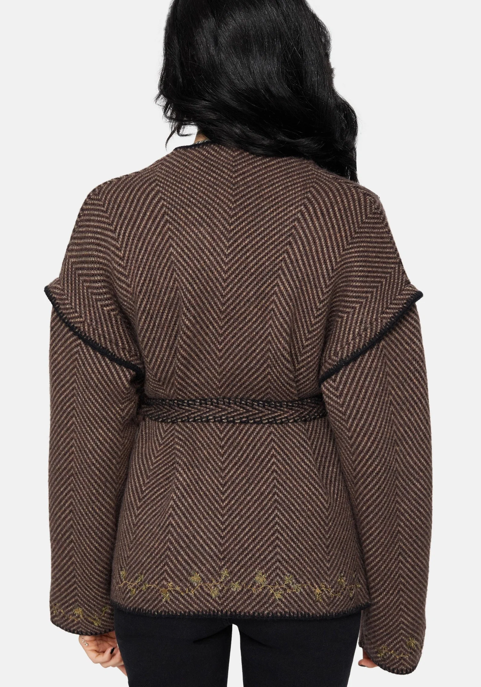 Maraea Belted Herringbone Coatigan - Image 3