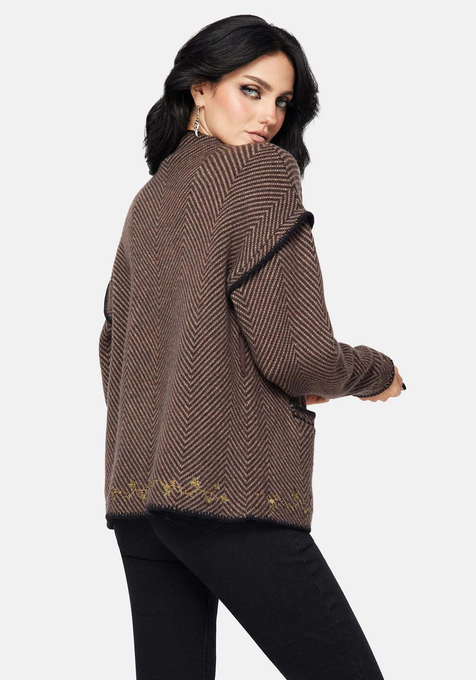 Maraea Belted Herringbone Coatigan - Image 6