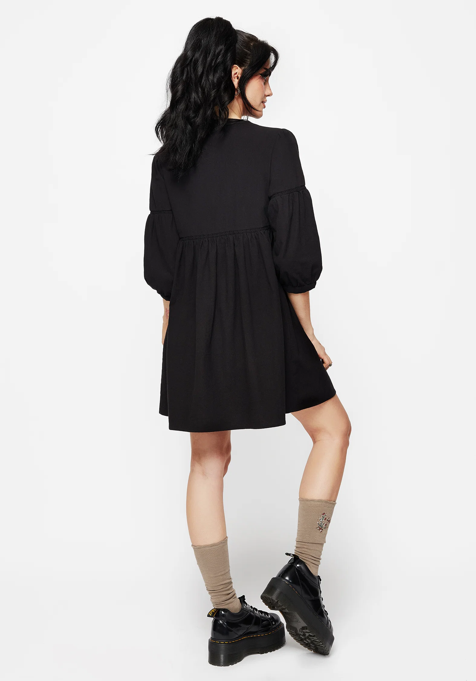 Marigold Cotton Button Up Smock Mini Dress - Image 3