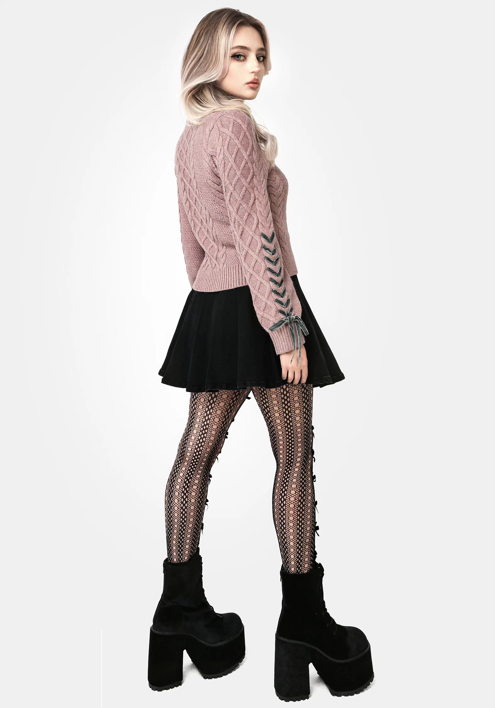 Marina Cable Knit Ribbon Lace Jumper - Image 3