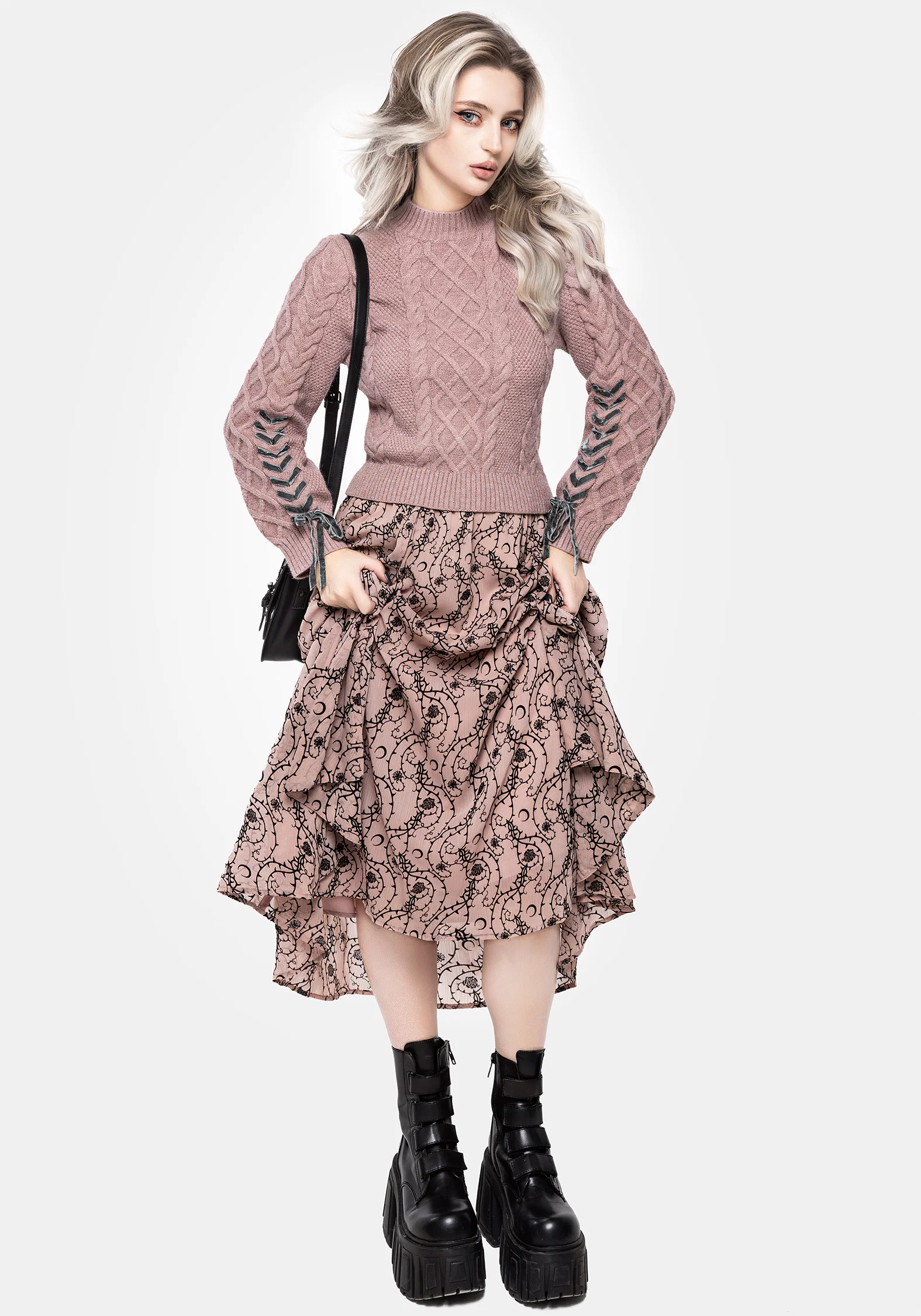 Marina Cable Knit Ribbon Lace Jumper - Image 7