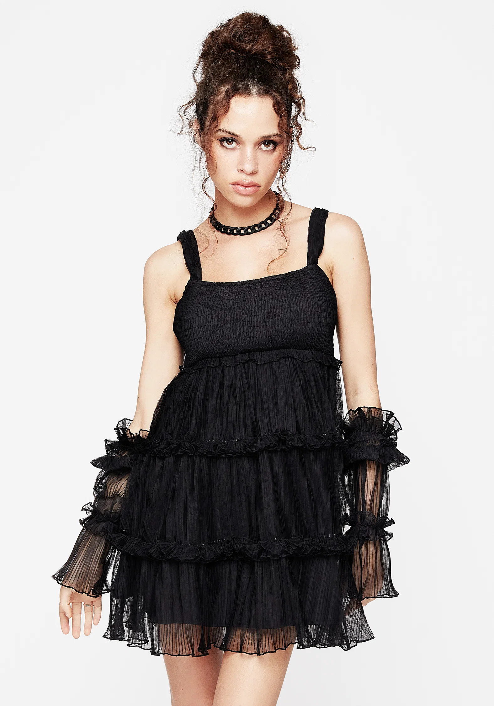Marquise Crinkle Cami Mini Dress with Sleeves - Image 4