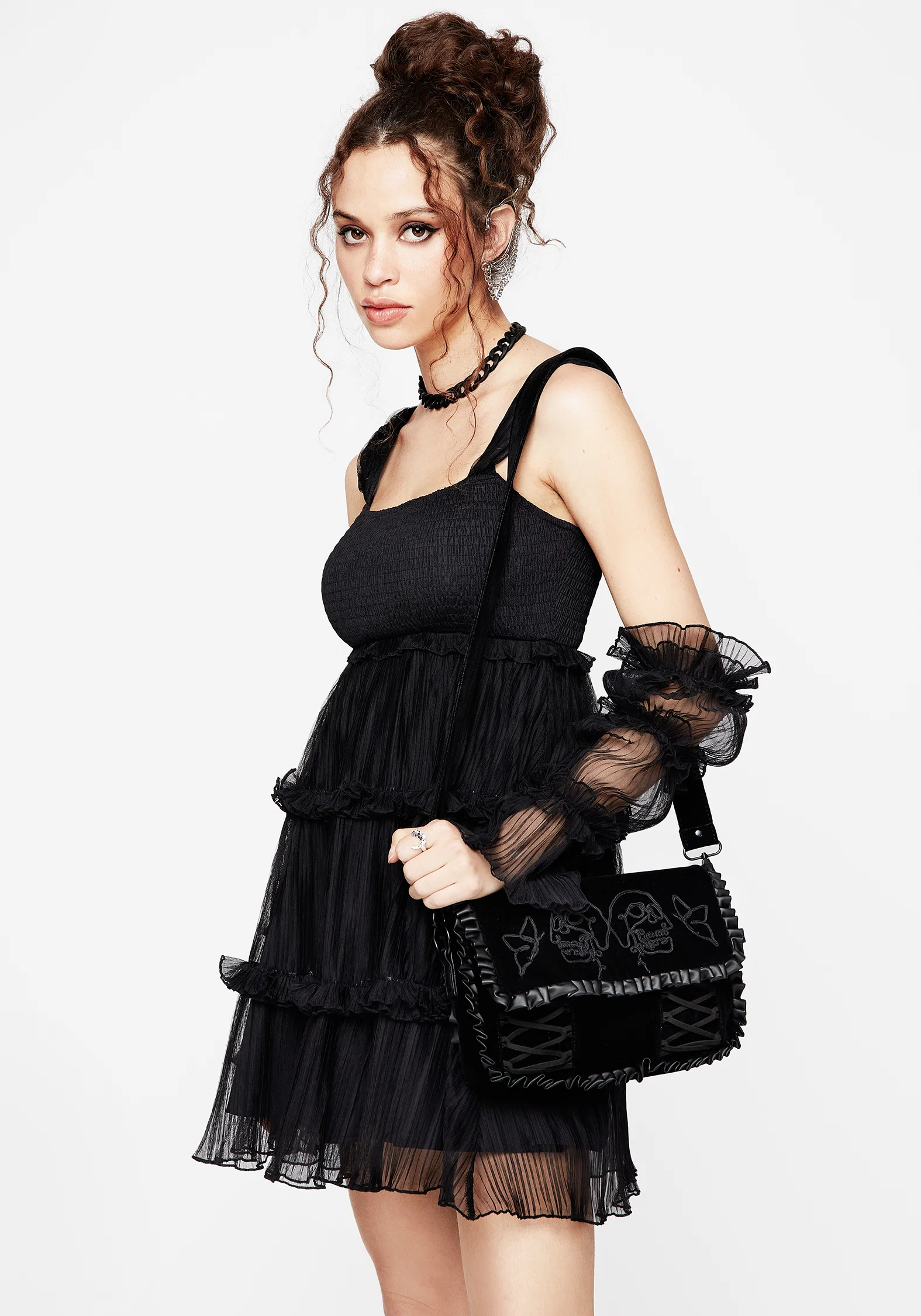 Marquise Crinkle Cami Mini Dress with Sleeves - Image 6