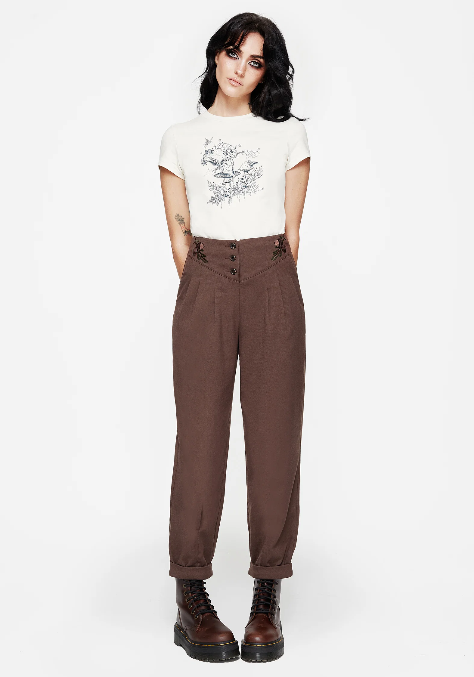Marwood Acorn Embroidered Button Up Waist Balloon Trouser - Image 4