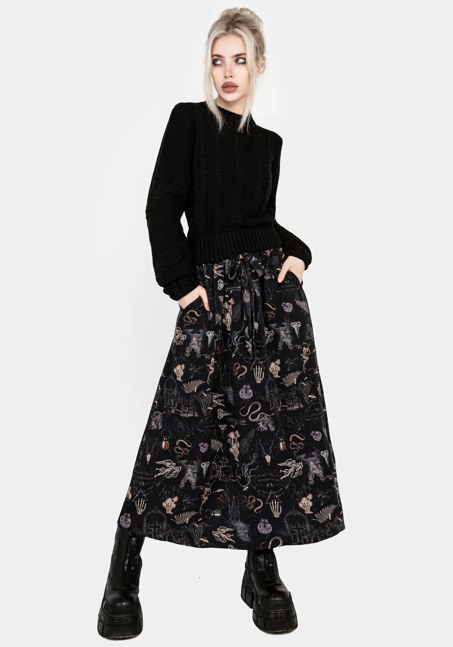 Maudeline Victoriana Print Eco-Viscose Midaxi Skirt - Image 8