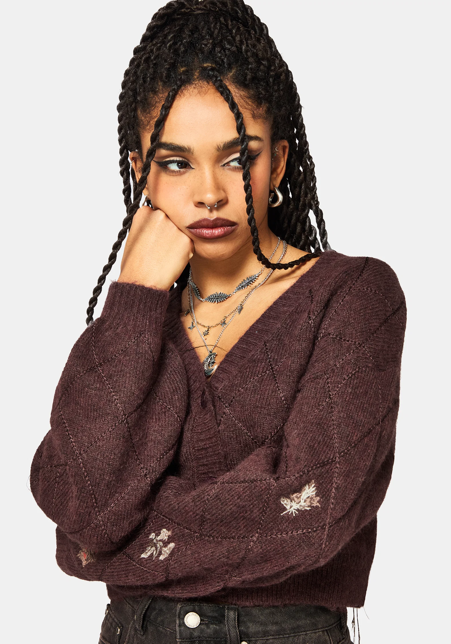 Maya Tile Embroidered Knit Cardigan - Image 2