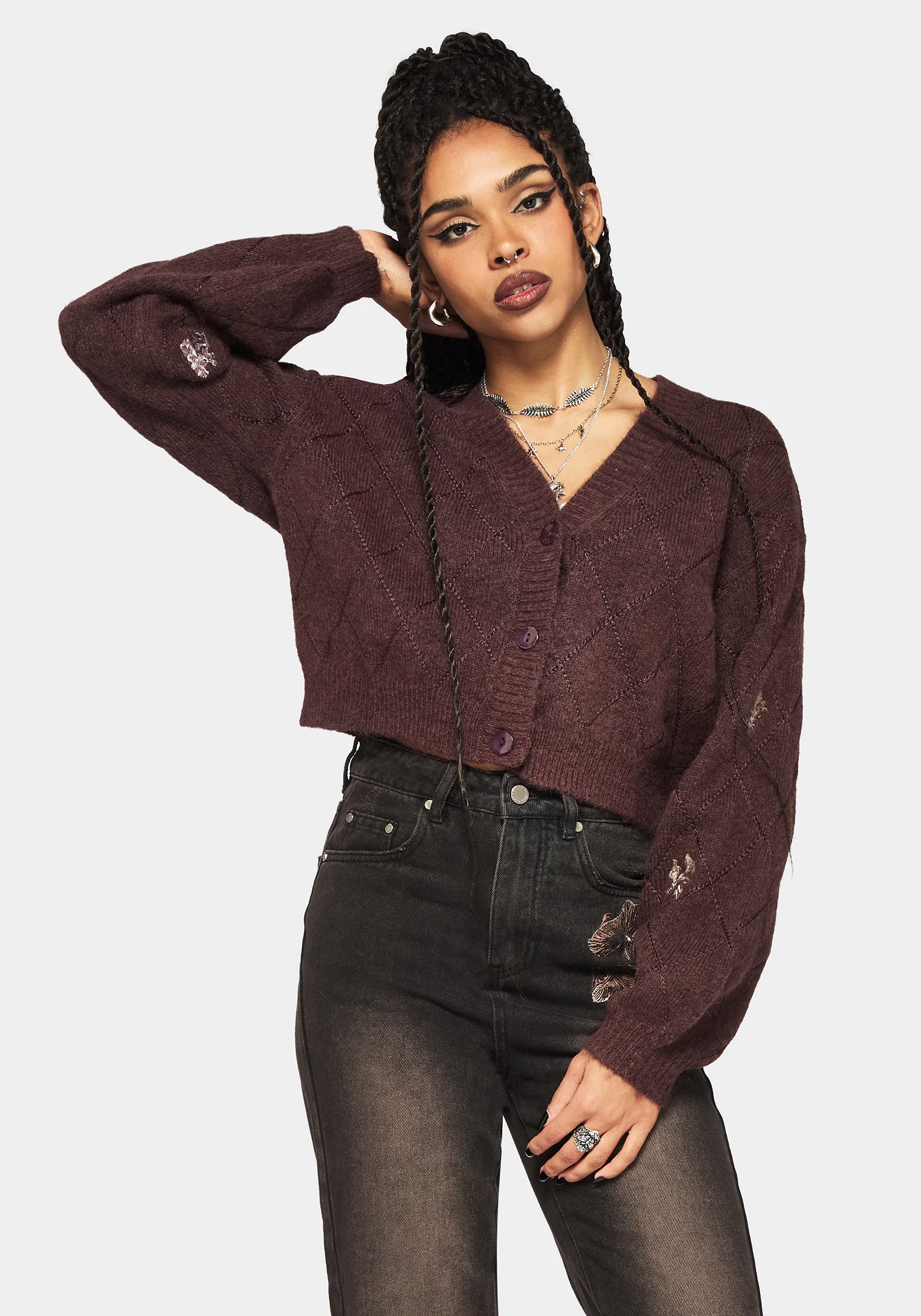 Maya Tile Embroidered Knit Cardigan - Image 4