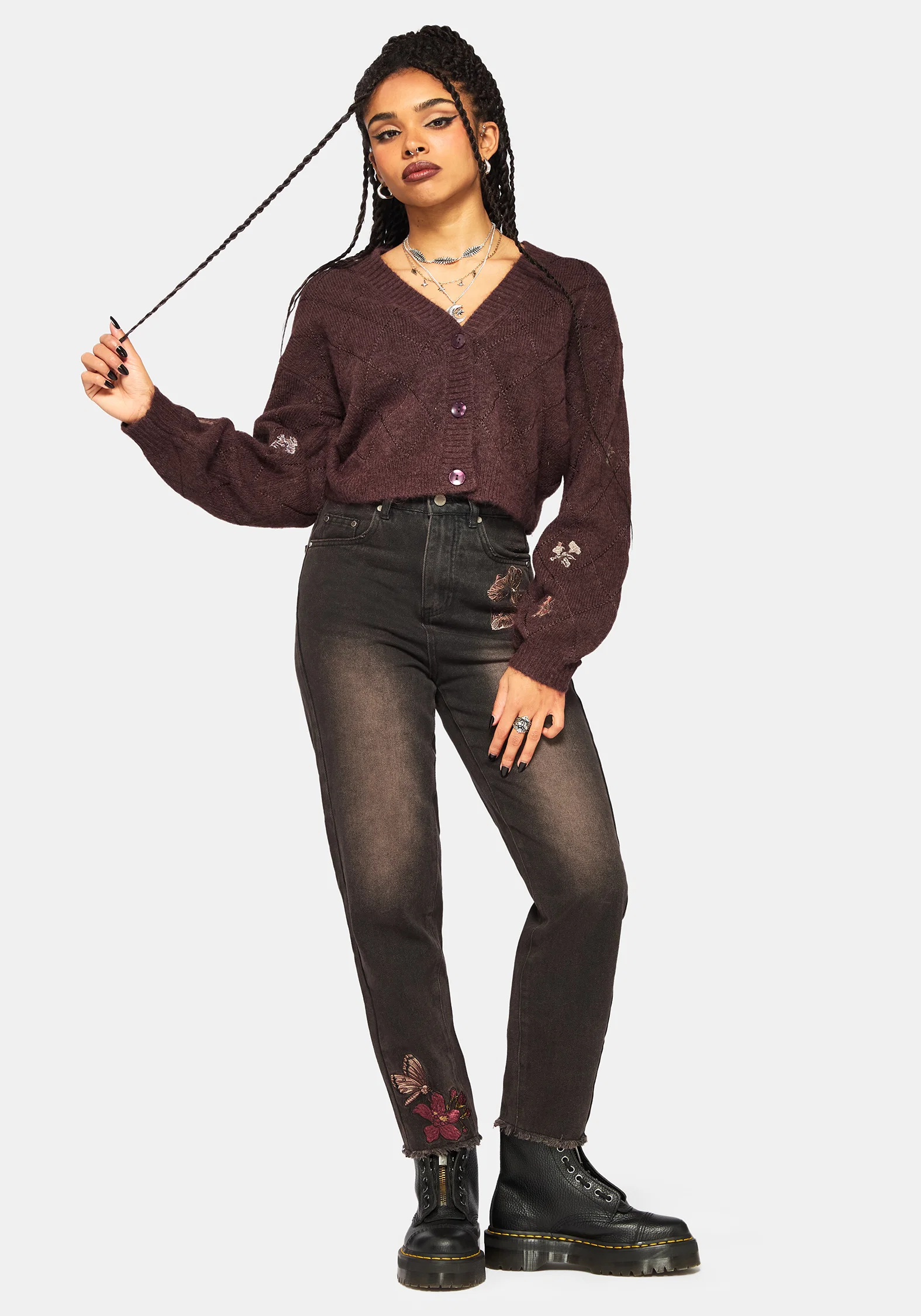 Maya Tile Embroidered Knit Cardigan - Image 5