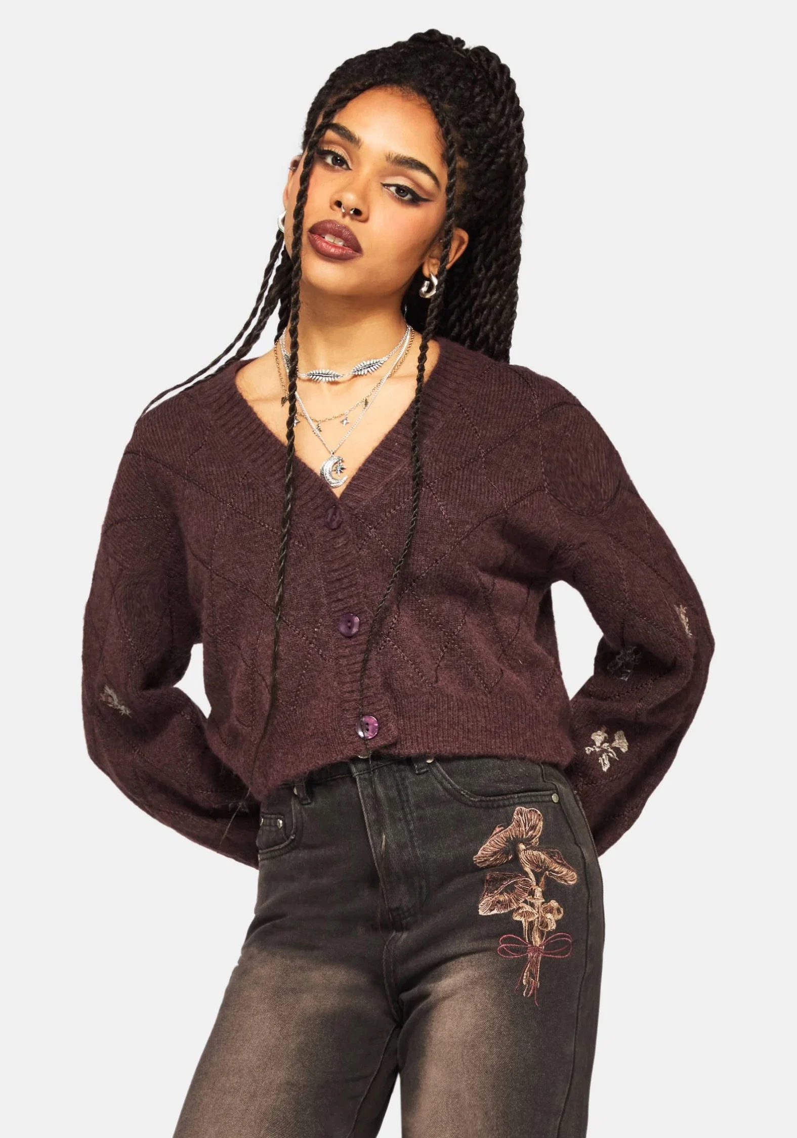 Maya Tile Embroidered Knit Cardigan - Image 6