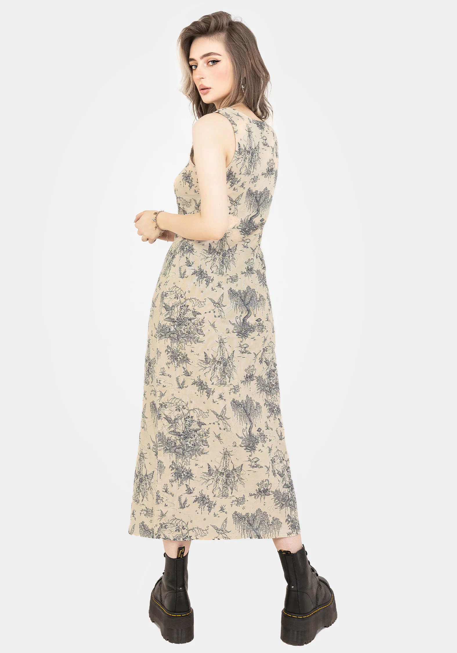Maypole Cotton Print Button Up Midaxi Dress - Image 3