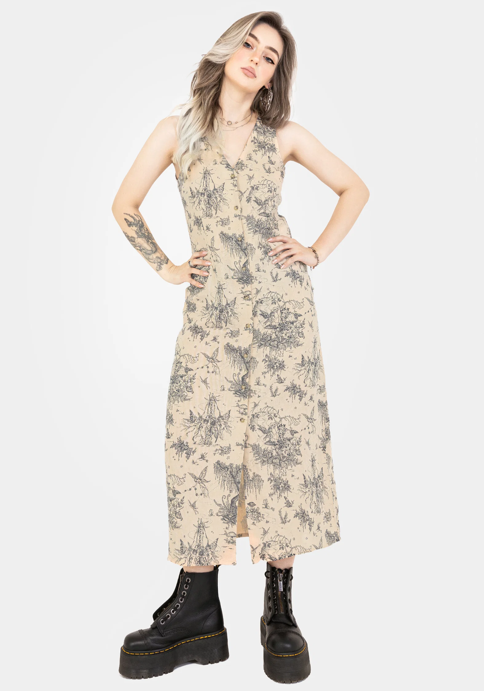 Maypole Cotton Print Button Up Midaxi Dress - Image 6
